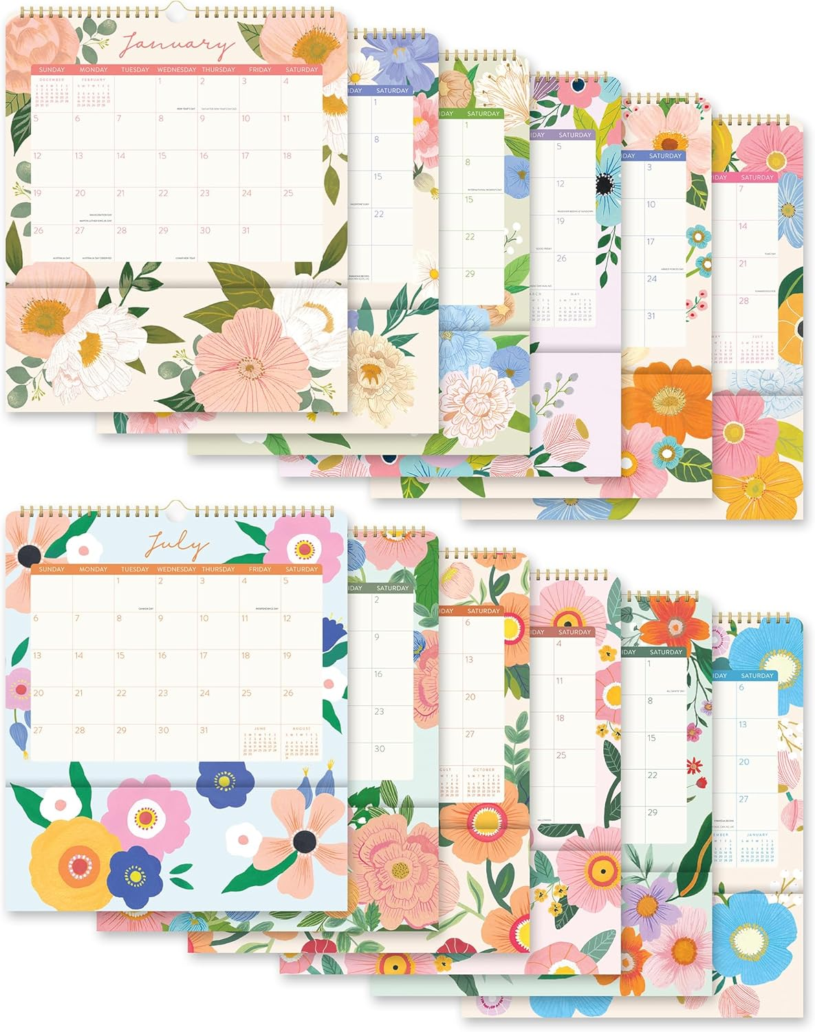 2025 Calendar Bella Flora Pockets plus Wall Orange Circle Studio 25150 image number 1