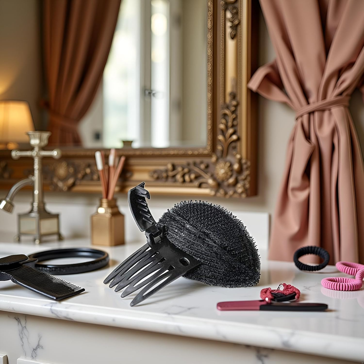 Black Puff Fluffy Hair Volume Clips Set - Hair Base Pads,Bun Shapers,And DIY Hairstyling Tools for Women and Girls,Hair Accessories,Bun and Crown Shapers image number 3