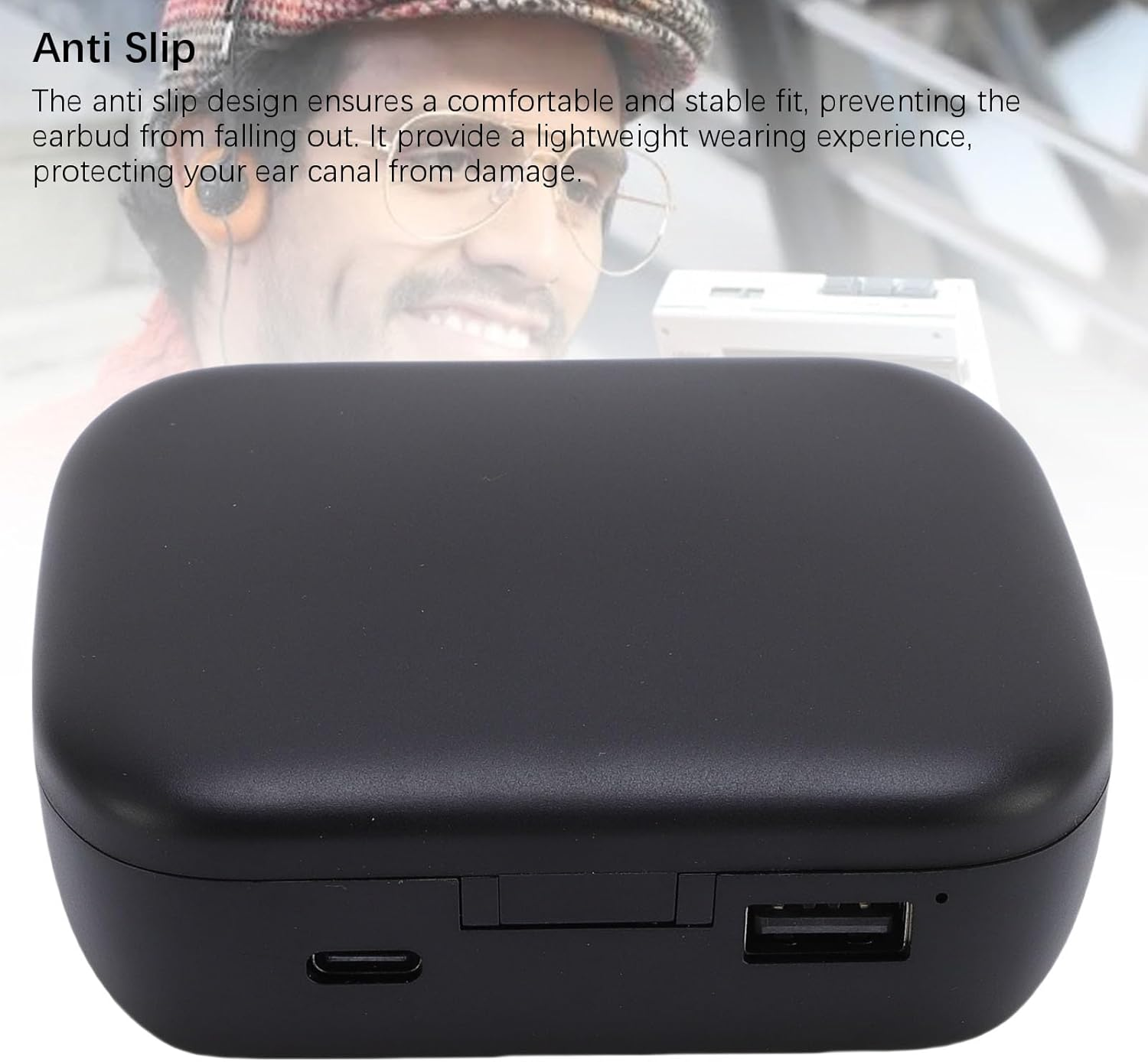 Jiawu Wireless Earphone anti Slip Stable Fit 5.4 Air Line Technology Black ABS Business Earbud for Office Workers image number 5