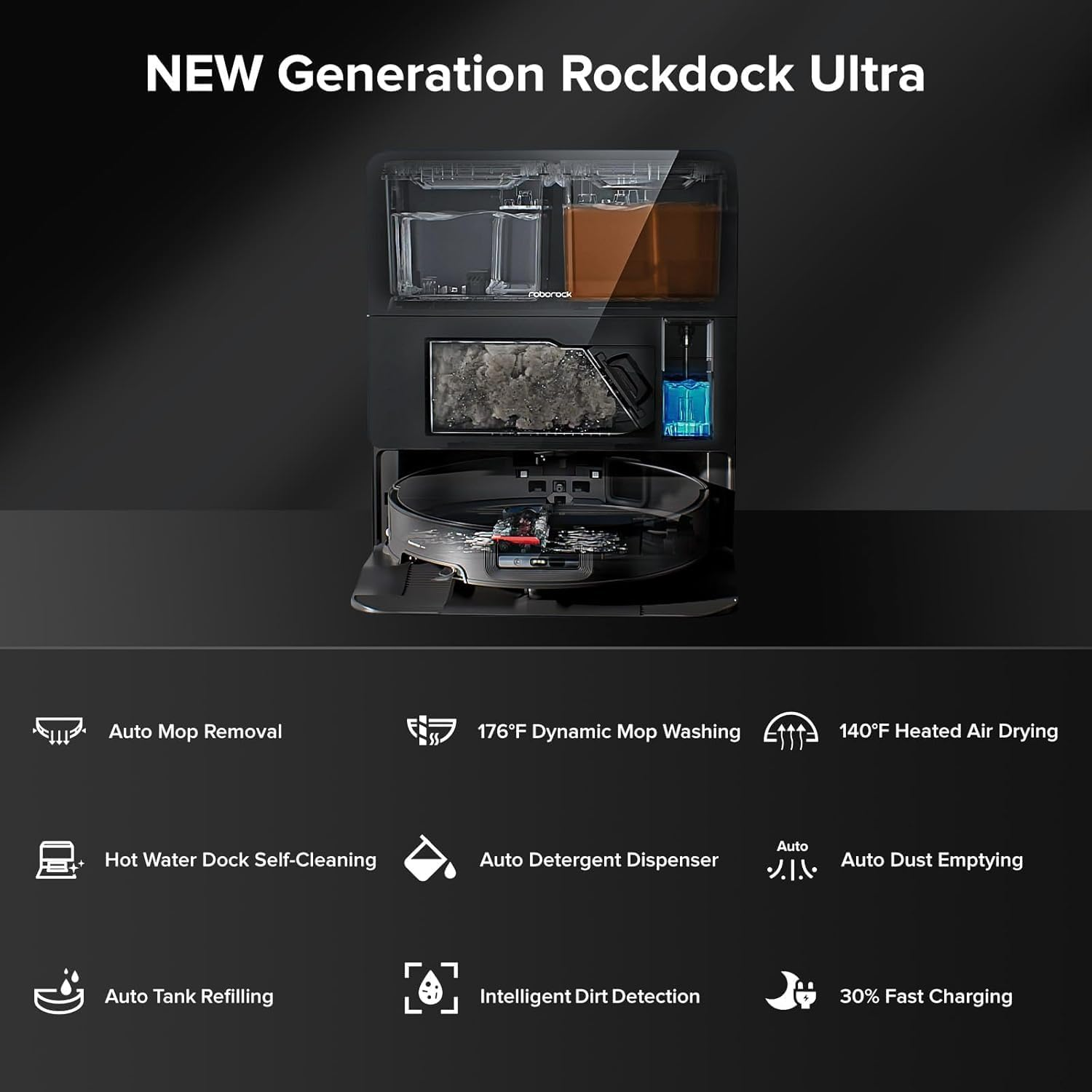 Roborock Saros 10 Robot Vacuum and Mop, 22,000Pa Suction, AI Obstacle Avoidance, 3.14-Inch Ultra Thin, Intelligent Dirt Detection, Zero Tangling Main Brush, Hot Water Mop & Dock Self Cleaning image number 3