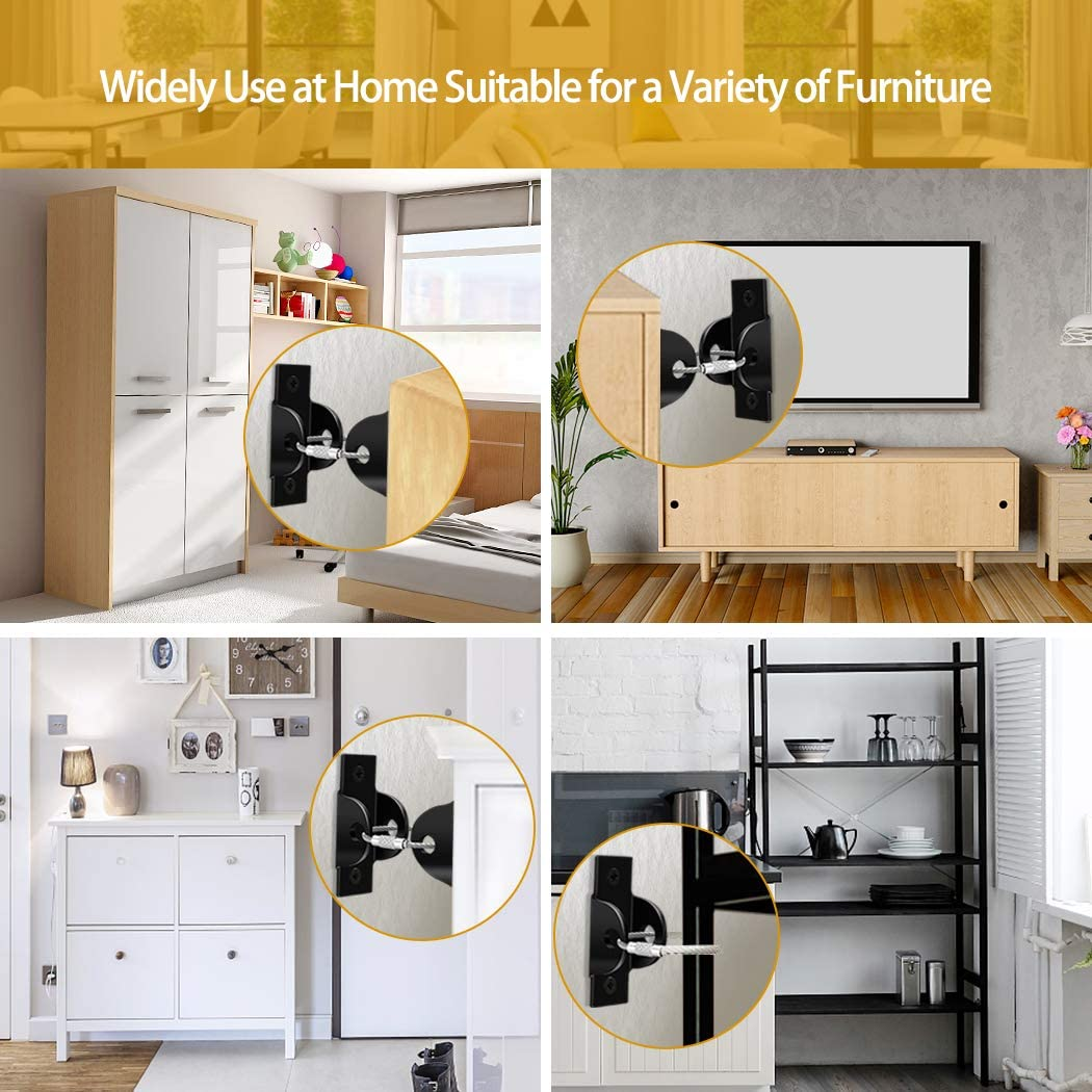 Furniture Anchors (6 Pack) Furniture Straps for Baby Proofing, Furniture Wall Anchors Metal Secure 400 Pound Falling Furniture Prevention Straps Child Pet Safety Straps Earthquake Resistant image number 1