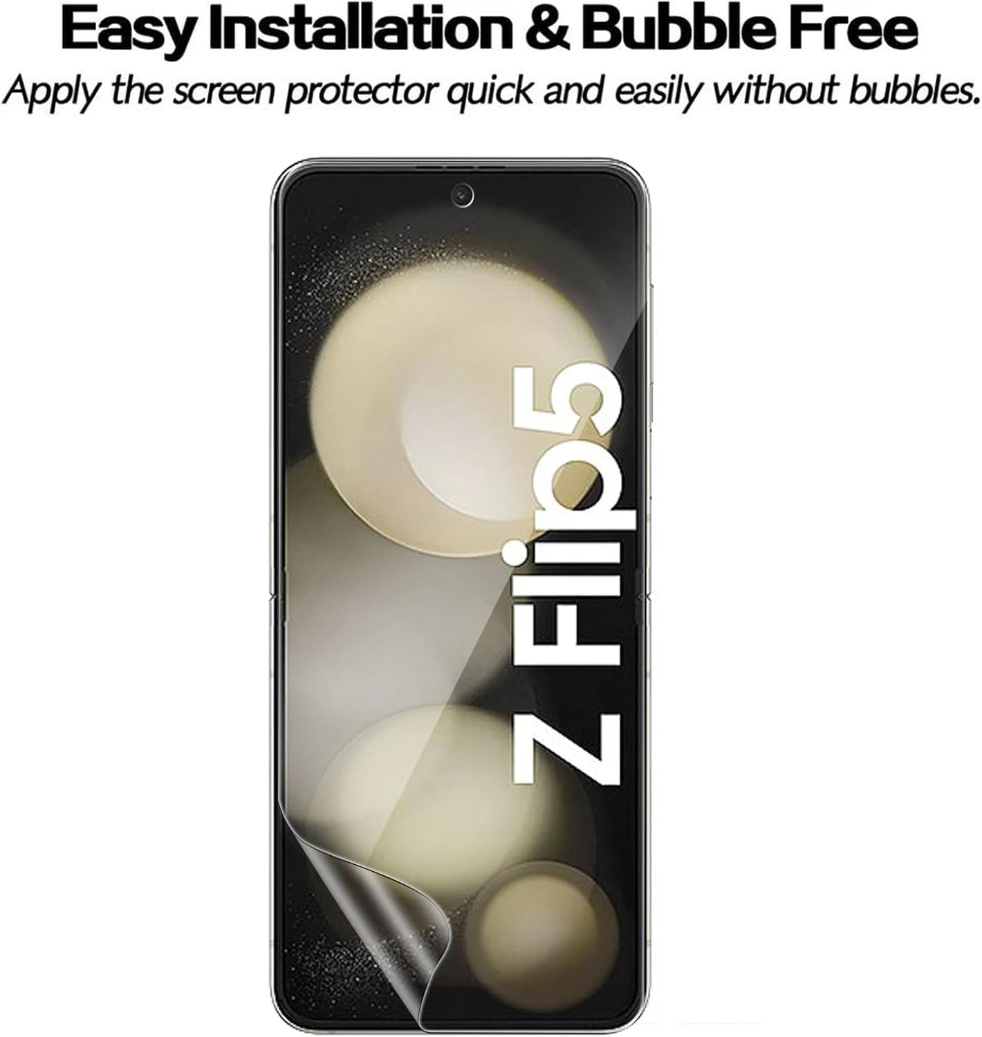 [3 Pack] Hydrogel Screen Protector for Samsung Galaxy Z Flip 6/5/4/7 FE 5G, Electro-Weideworld Scratch Resistant HD Clear TPU Screen Protector, Support Fingerprint Unlock image number 3