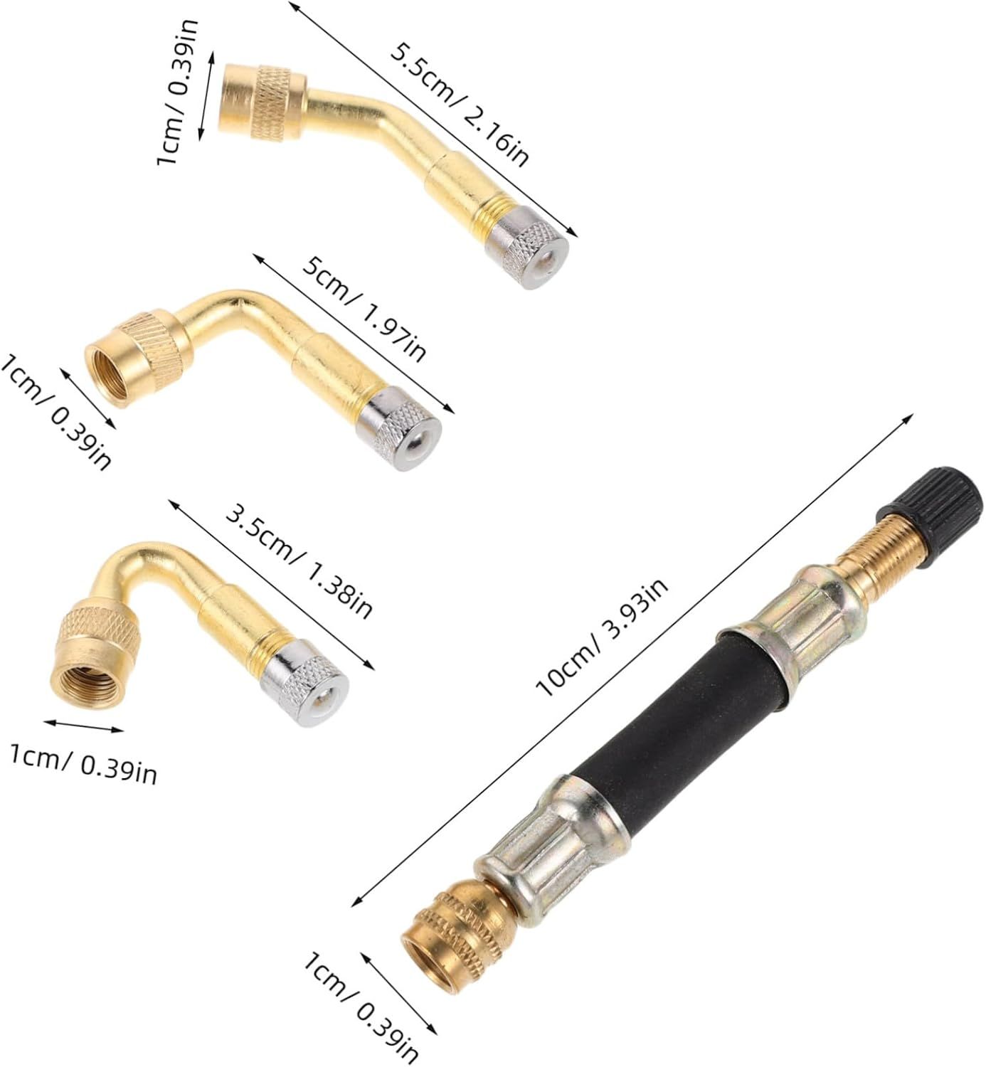 UKCOCO Metal Bike Tire Inflator Adapter with Leakproof Valve Extension Rod Pump Nozzle Kit for Road Bikes Scooters Tubeless Tires Easy Quick Assembly and Extended Reach for Reach image number 2