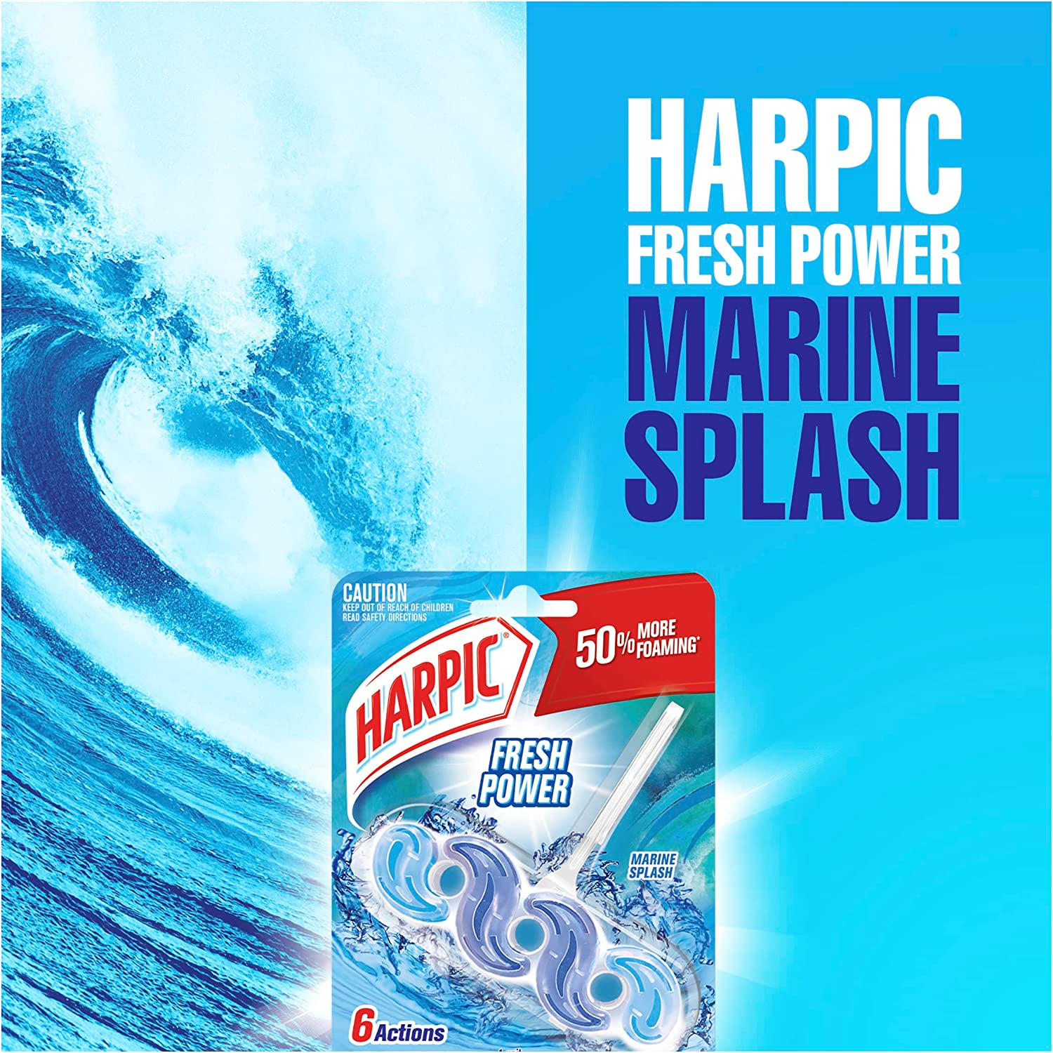 Harpic Fresh Power Toilet Block Cleaner Marine Splash (Pack of 6) image number 4
