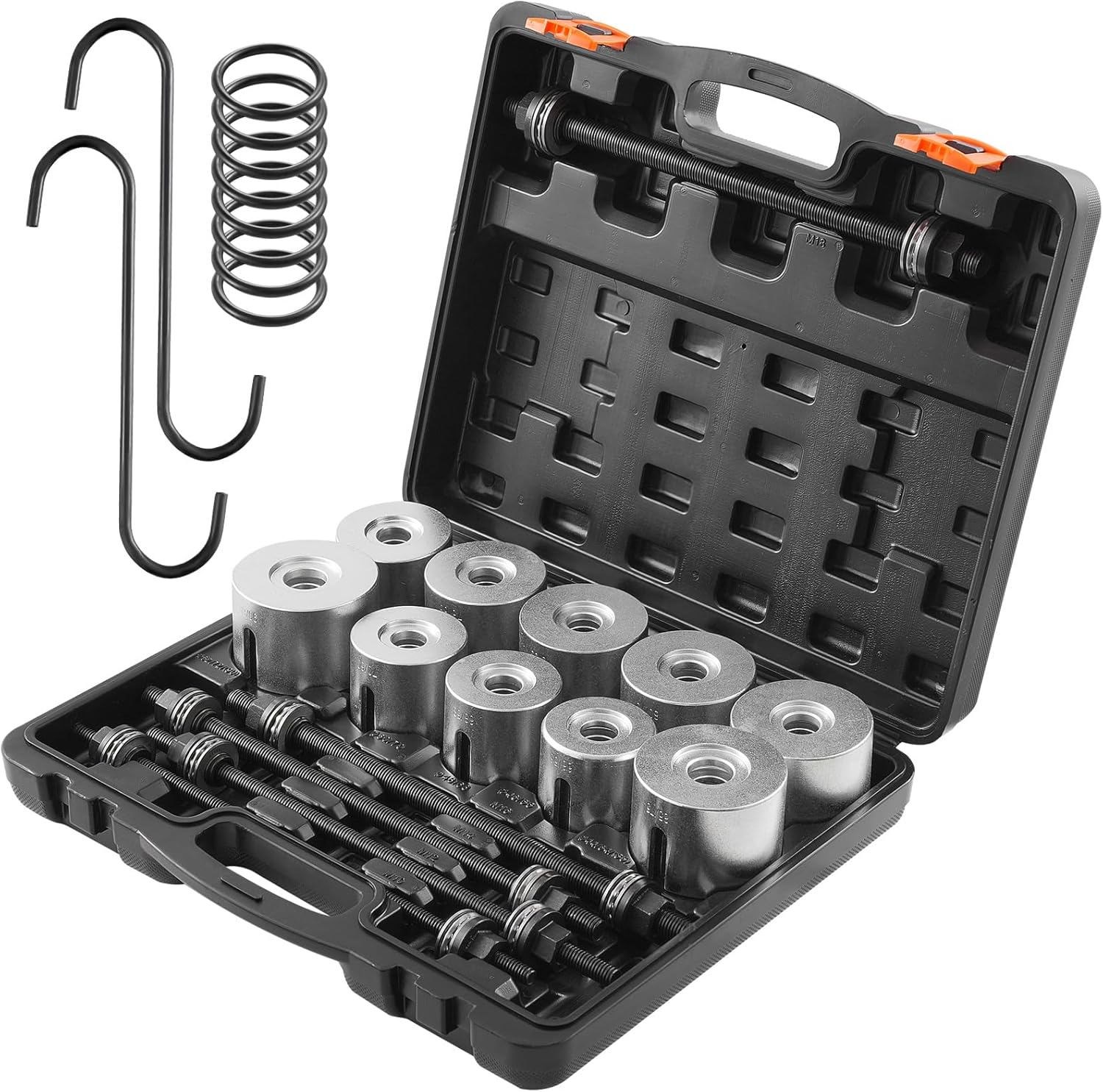 VEVOR 27 PCS Pull and Press Sleeve Kit, 45# Steel Removal Installation Bushes Bearings Tool Kit, Bush Removal Insertion Sleeve Tool Set Works on Most Cars and LCV, HGV Engines image number 4