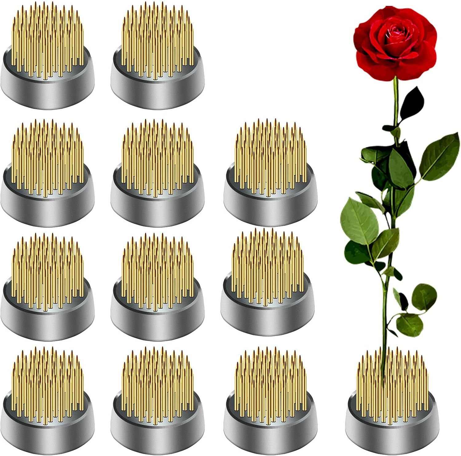 12Pcs Kenzan Ikebana Flower Frogs, Japanese Mini Kenzan Pin Frog 23Mm/0.9Inch Diameter Floral Ikebana Flower Arranger Pin Holder for Small Vase image number 5