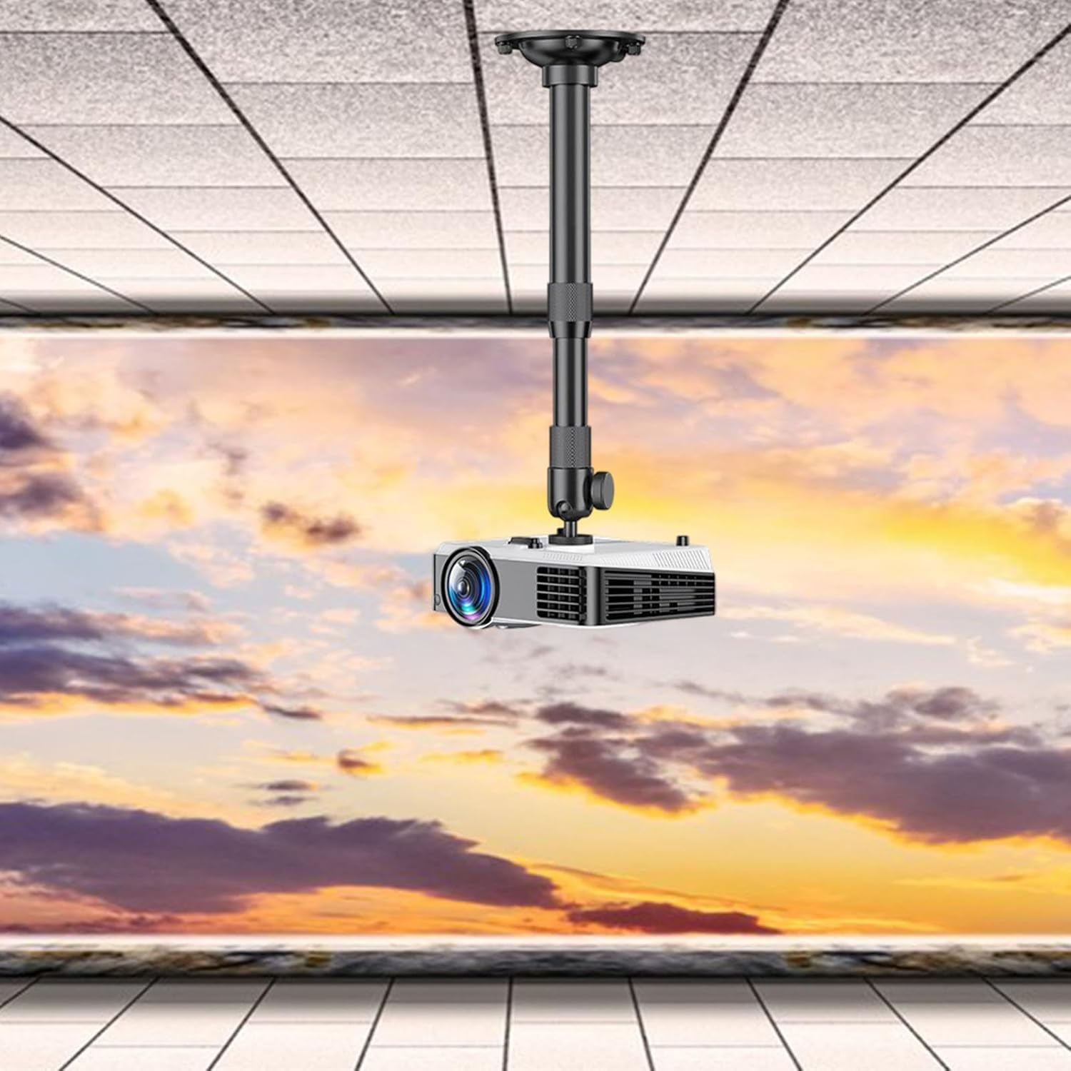 Baotyjie Ceiling Mount for Projector Adjustable Cable Routing with Telescopic Tube Metal Bracket for Home Living Room Office Bedroom, 40 to 80Cm image number 2