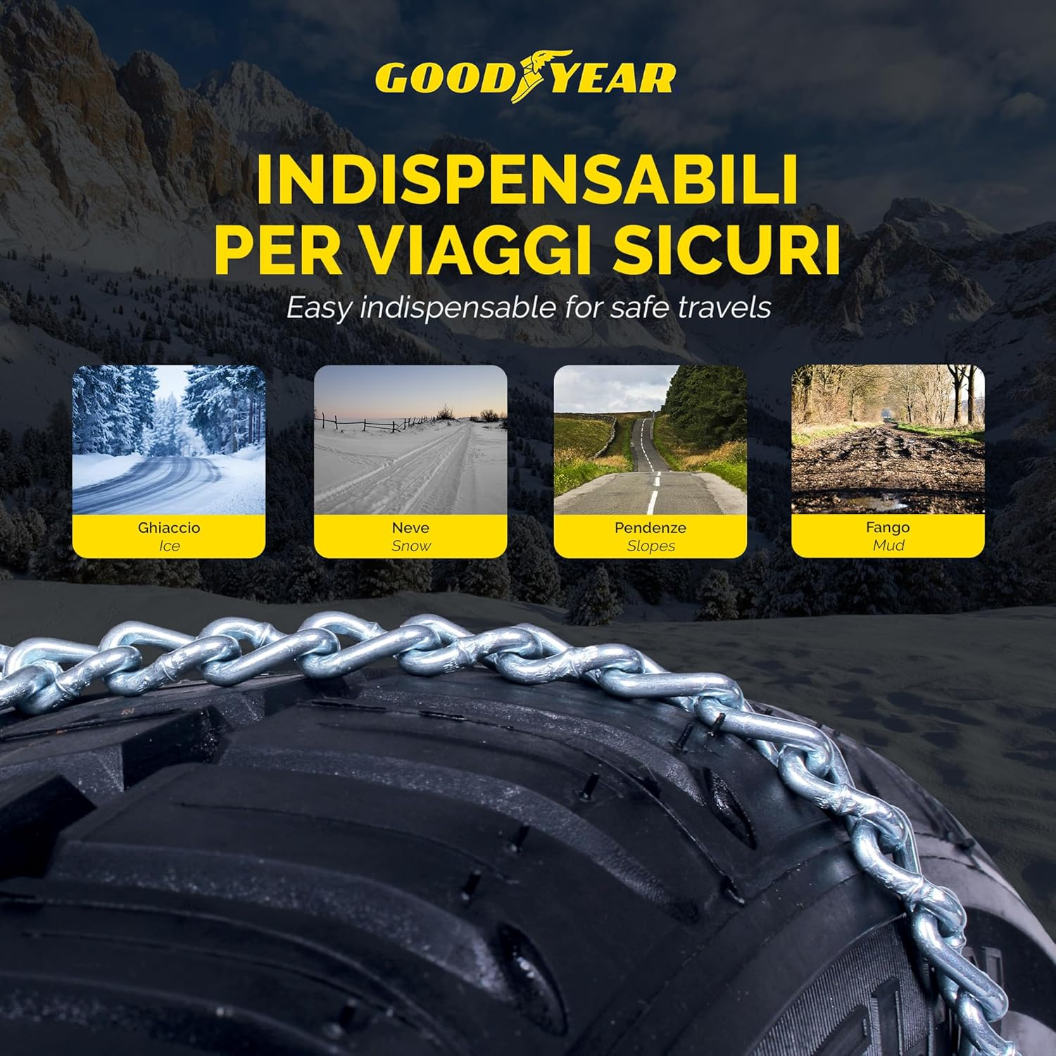 Goodyear 77956: 7 Mm Car Passenger Snow Chains, TUV and ONORM Approved, Size 110