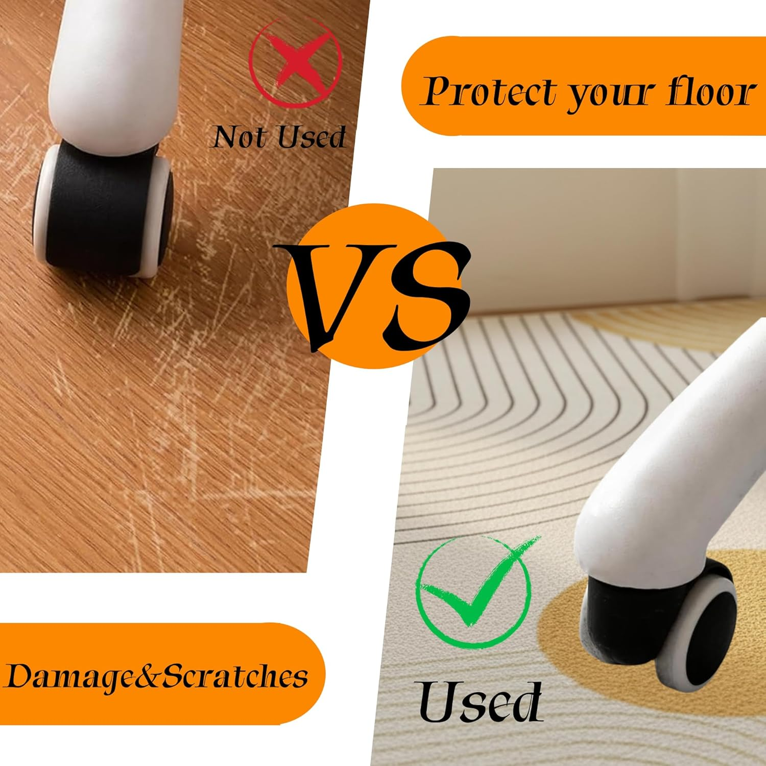 Office Chair Mat for Hardwood Floor, 120X90Cm Non-Slip Backing Floor Mats, Easy Glide Computer Desk Mat Protector for Rolling Chair under Desk Rug-Gold - Beige+Gold image number 3