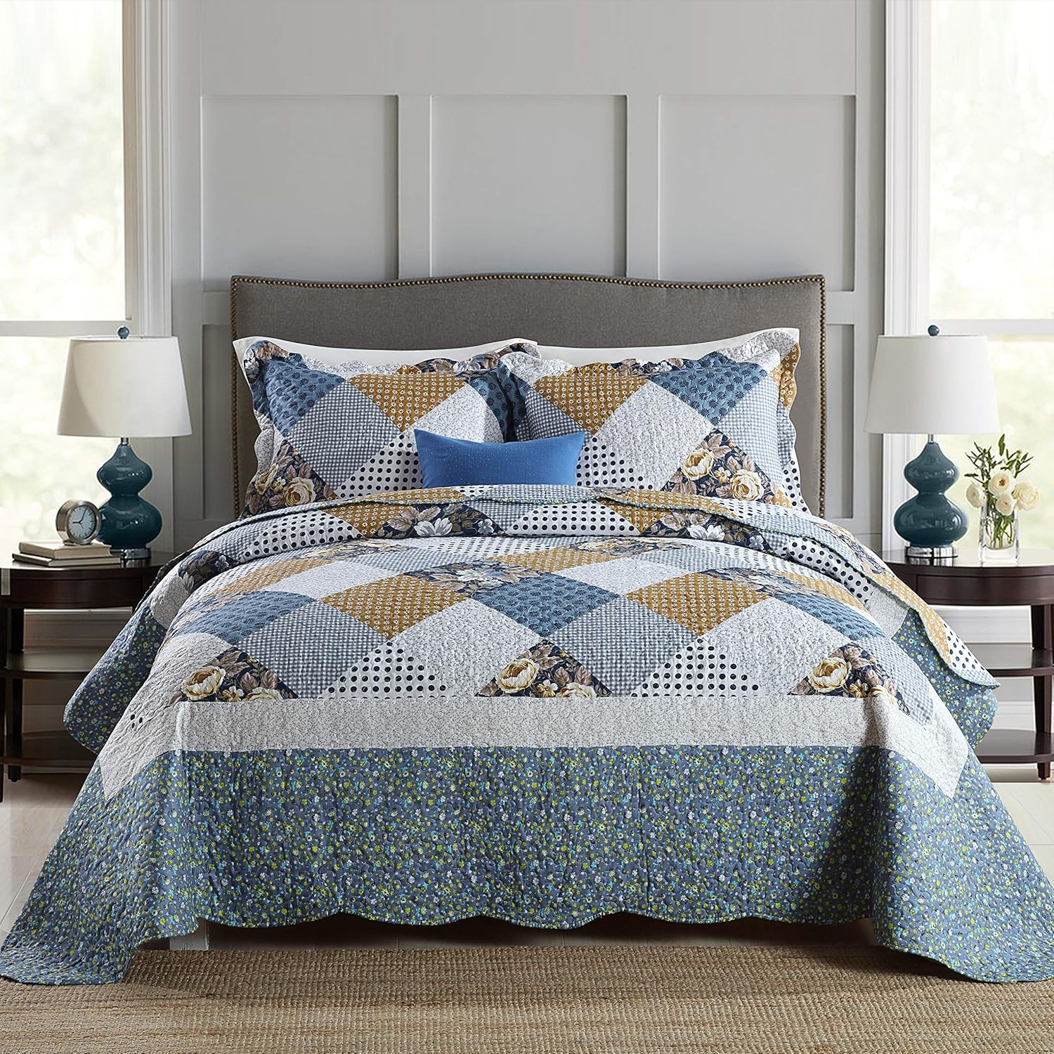 Travan 2-Piece Twin Quilt Sets with Sham Oversized Bedding Bedspread Reversible Soft Coverlet Set, Twin Size