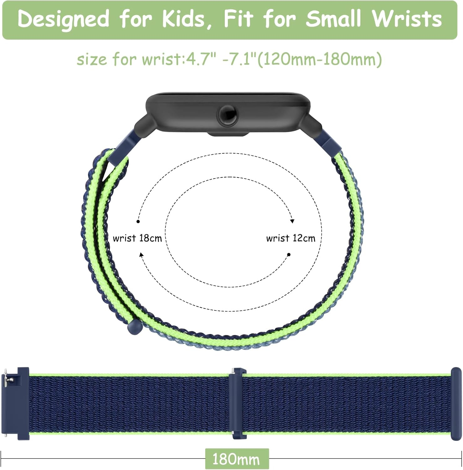 Nylon Band Compatible with Garmin Bounce Kids Watch Bands, Soft Nylon Adjustable Sport Wristband for Garmin Bounce Kids Smartwatch - Black image number 3