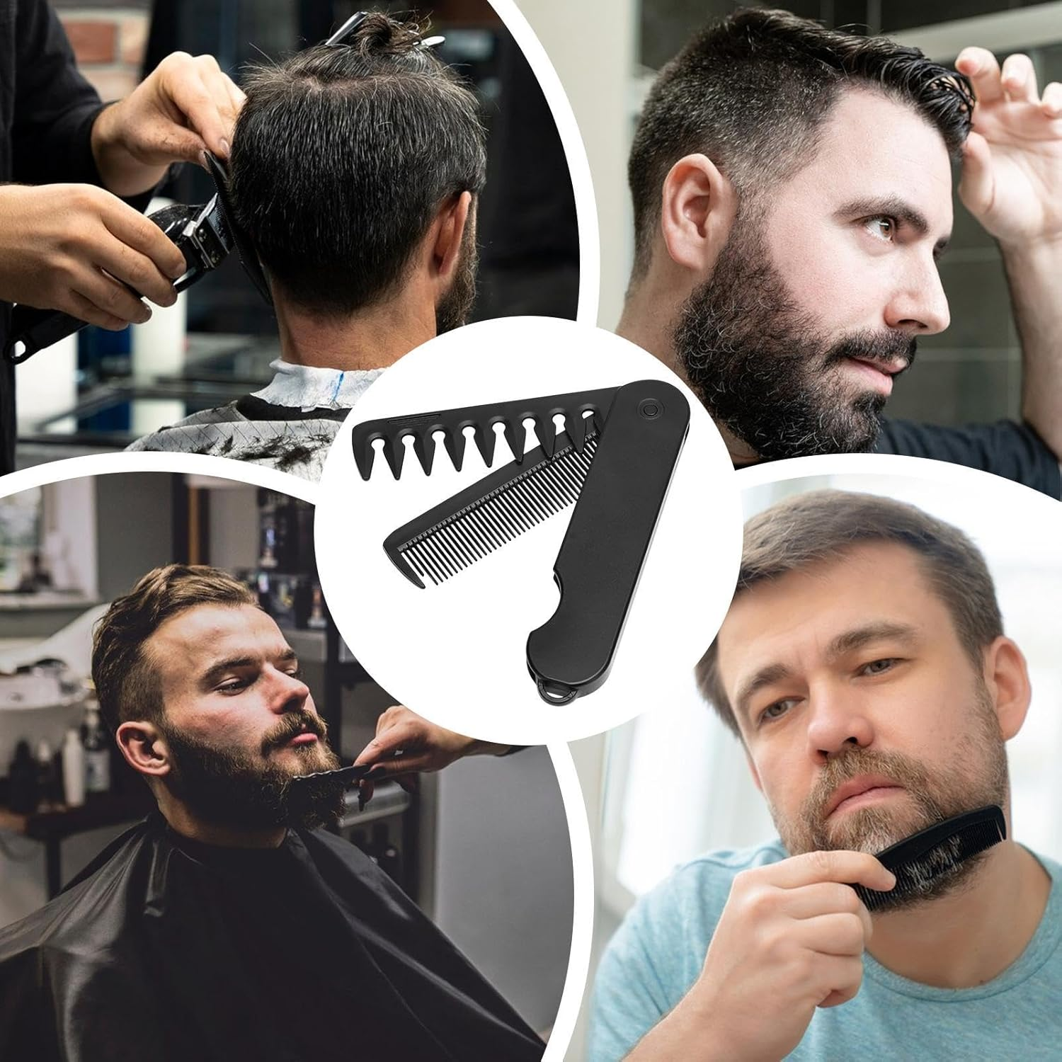 Gkgwuxf Folding Hair Comb, 2 in 1 Pocket Combs, Fine Tooth Comb & Wide Tooth Comb for Everyday Grooming and Combing Hair, Beards and Mustache image number 6