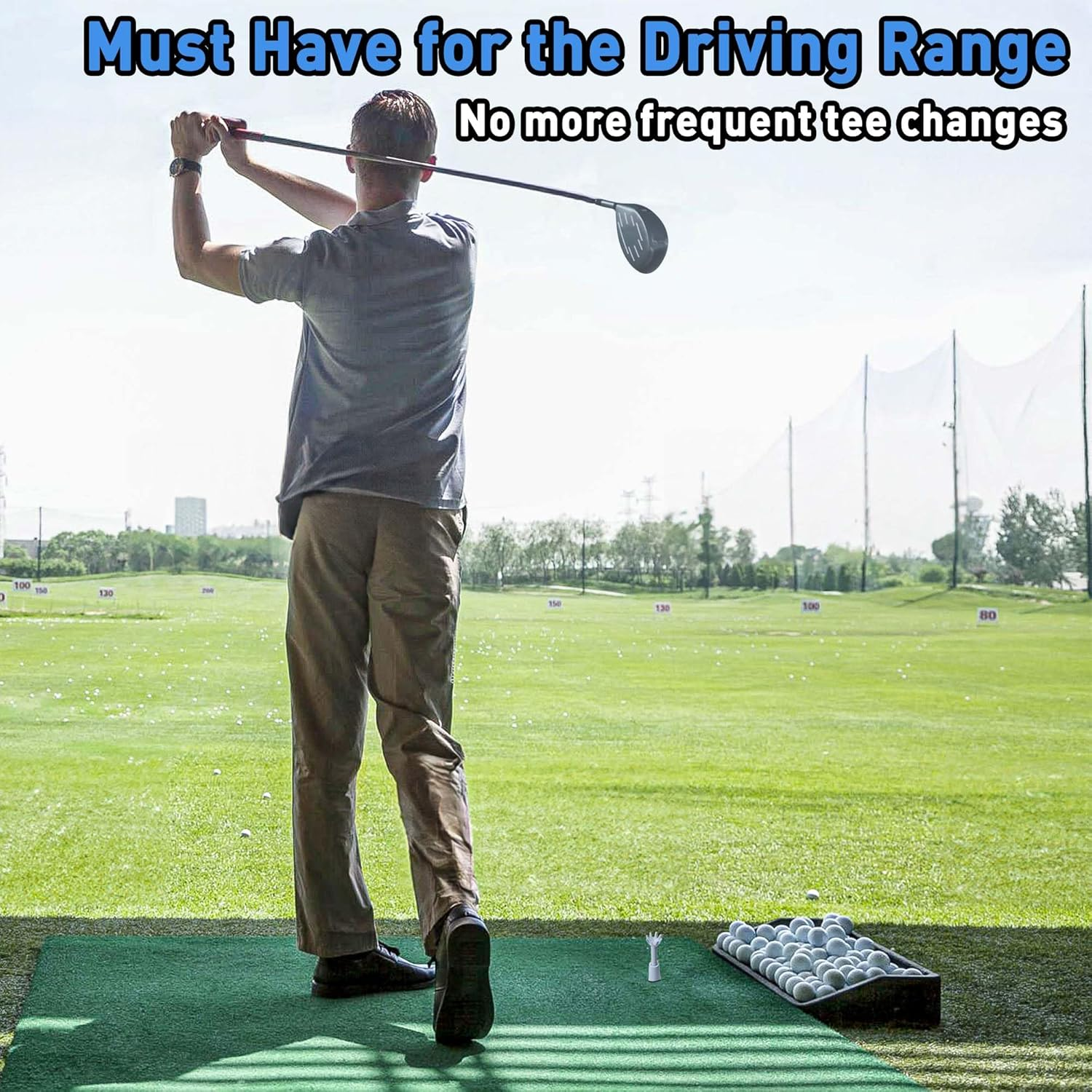 Adjustable Golf Tee, Golf Mat Tees for Driving Range & Simulator, Rubber & Plastic Golf Tees - Essential Golf Accessories for Men, Unbreakable Golf Tees - No Need to Repeatedly Pick up (3 Pack White) image number 4