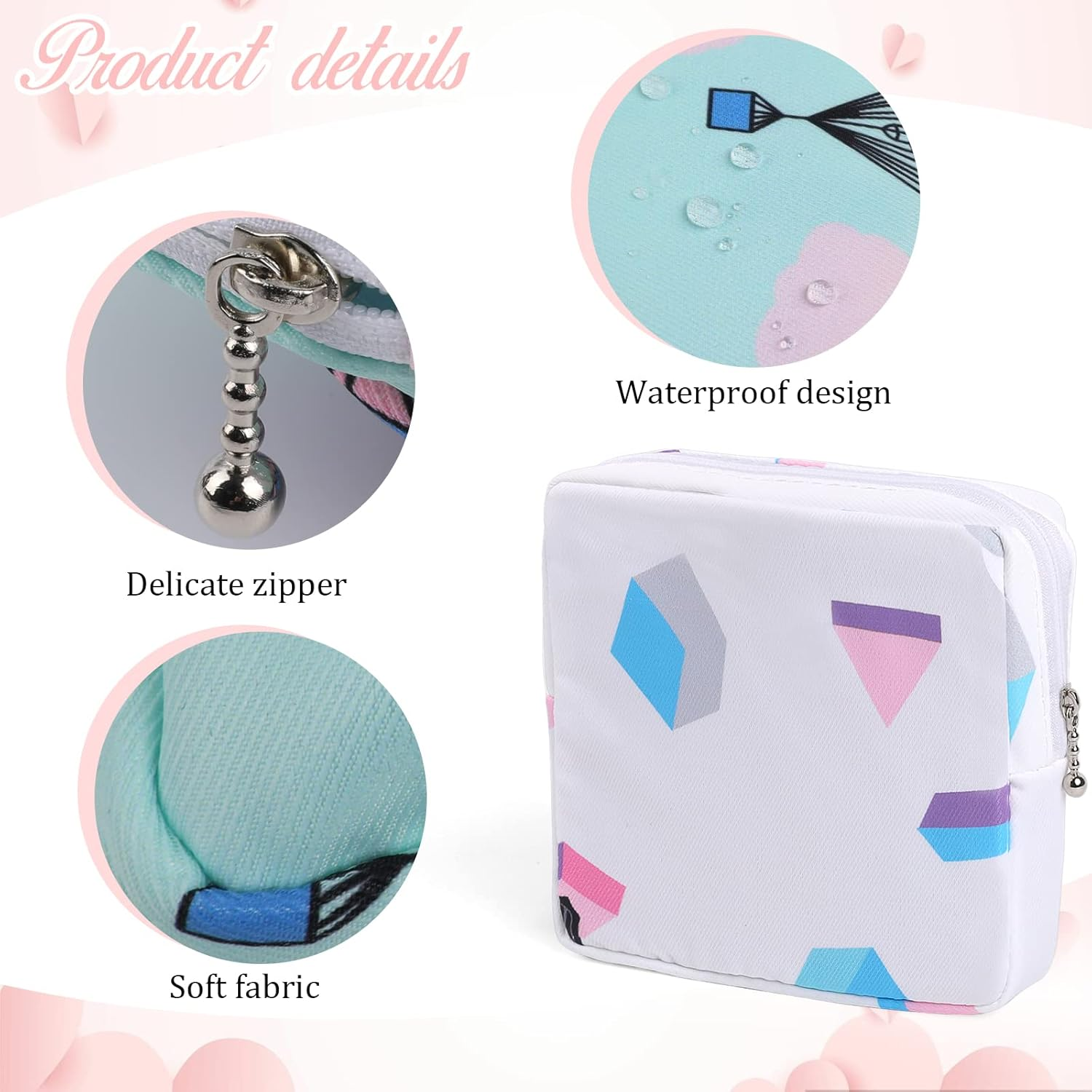 Vin Beauty 3Pcs Period Bag,Period Pouch,Sanitary Napkin Storage Bag, Portable Reusable Menstrual Pads Bags,Tampon Storage Pouch for Women Teen Girls,Pad Bag,Feminine Care,Tampons Holder for Purse image number 3