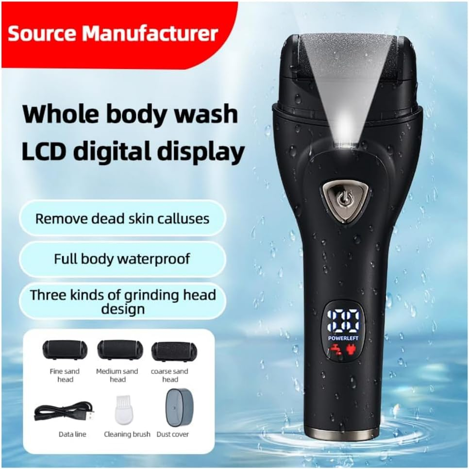 Foot Callus Remover - Professional Electric Callus Remover Pedicure Tools, Waterproof Foot Scrubber File for Hard Cracked Dry Dead Skin, Foot Care Kit,For Dead Skin Ideal with 3 Rollers, 3 Speed image number 5