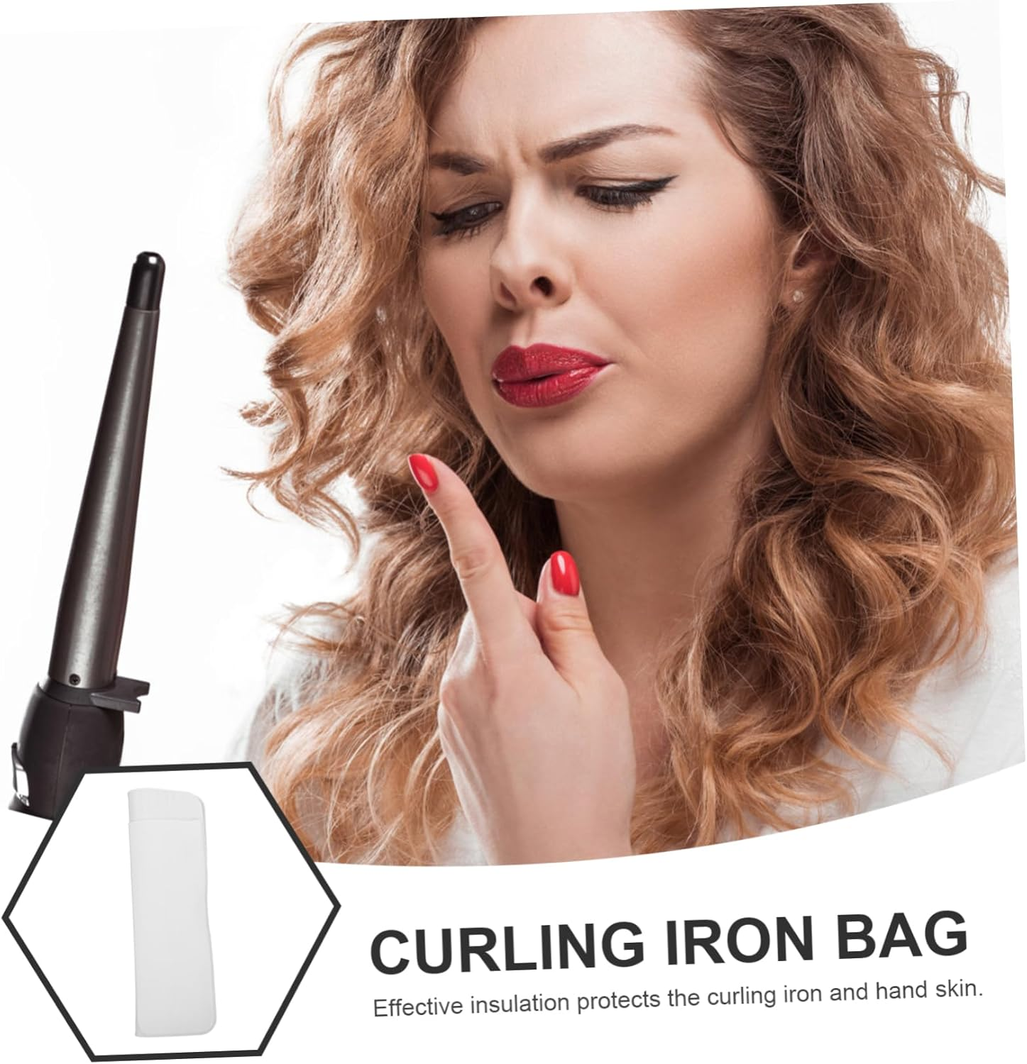 FOMIYES Silicone Curling Iron Holder Travel Pouch Heat Resistance for Hair Straighteners and Curling Wands White