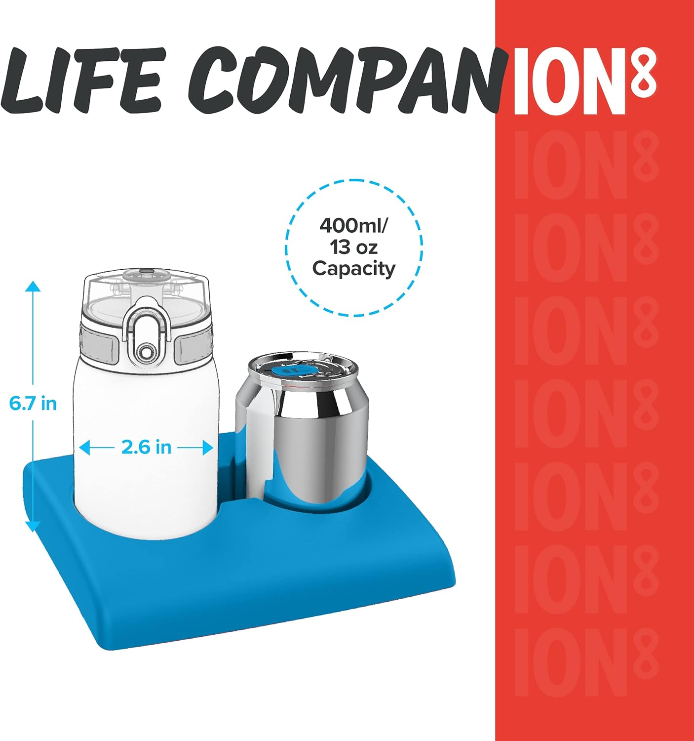 Ion8 Kids Water Bottle, Steel 400 Ml/13 Oz, Leak Proof, Easy to Open, Secure Lock, Dishwasher Safe, Flip Cover, Carry Handle, Easy Clean, Durable, Metal Water Bottle, Carbon Neutral