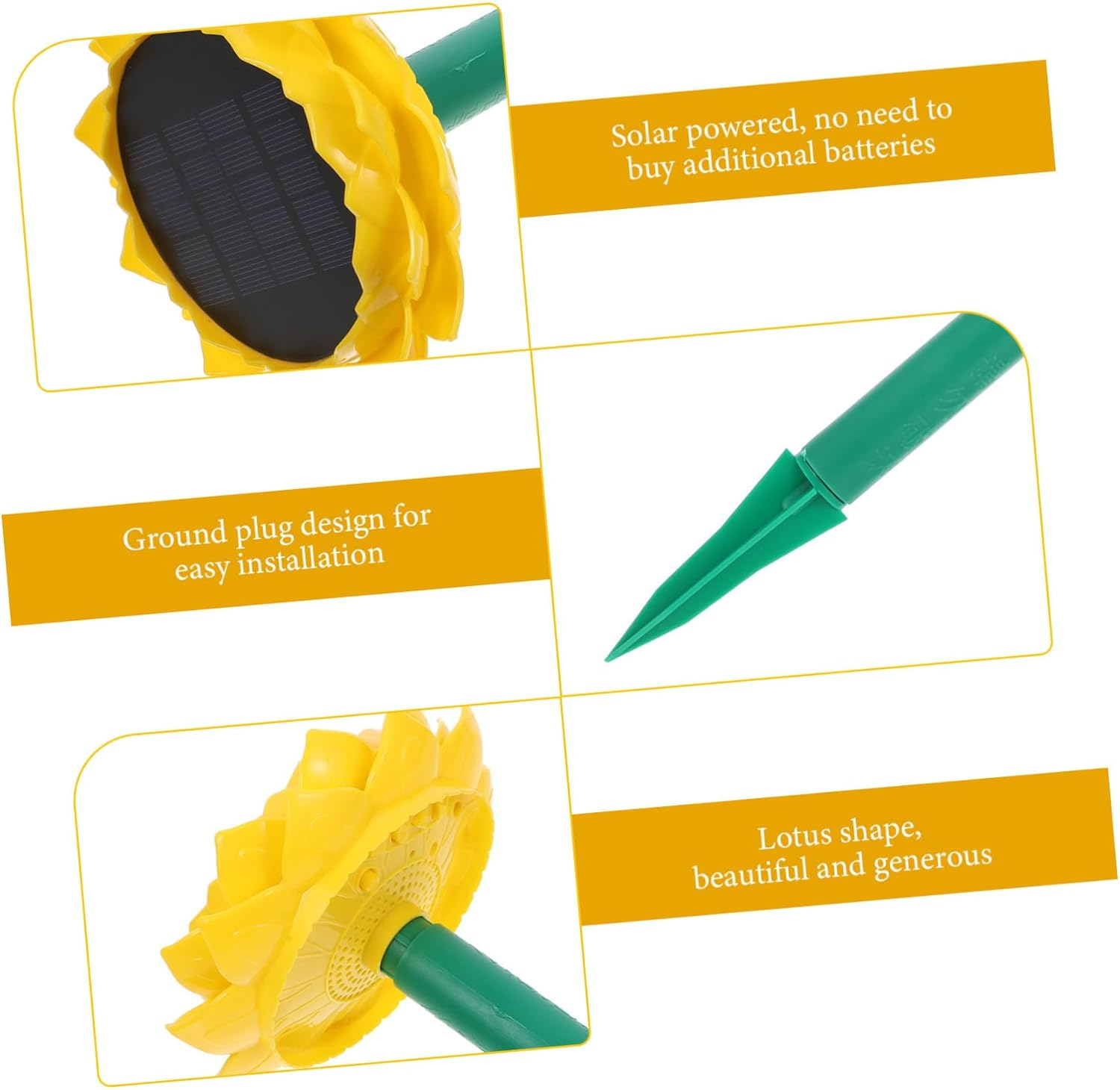 Homoyoyo Solar Powered Lotus Shaped Waterproof Speaker Buddha Songs Player Portable Outdoor Wireless Speaker Garden Decor Yellow image number 3