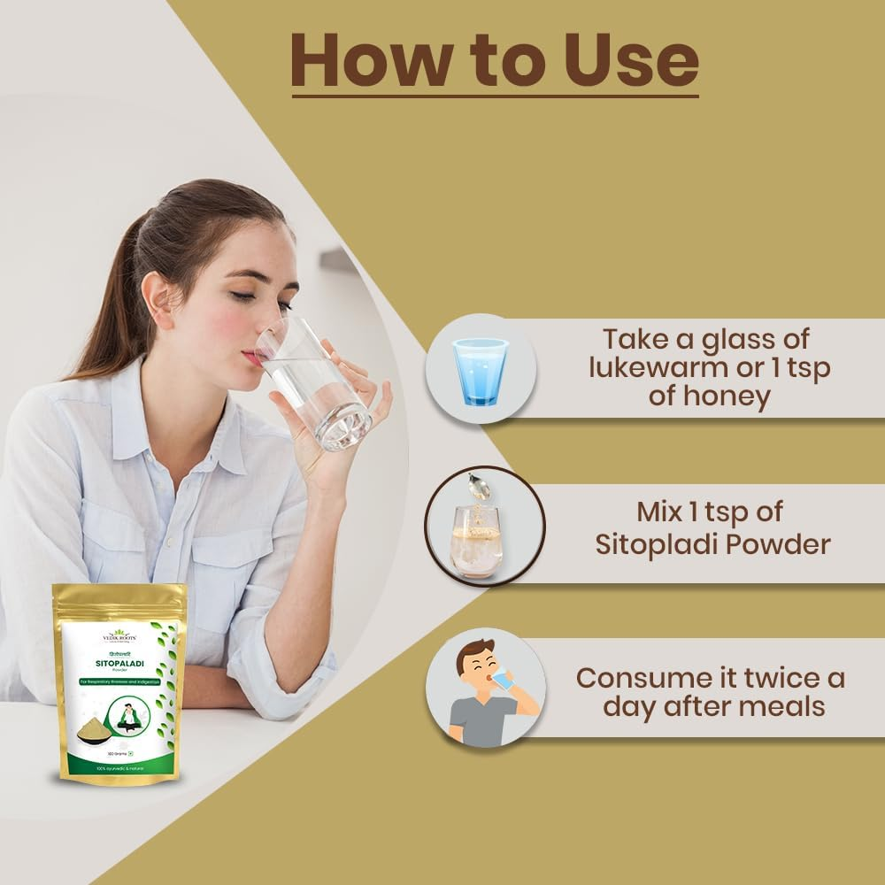 Ayurvedic Sitopaladi Churna Powder Respiratory Support for Cough Cold, Sore Throat & Digestive Wellness Useful in All Types of Cough (Pack of 1,100 Grams) image number 2