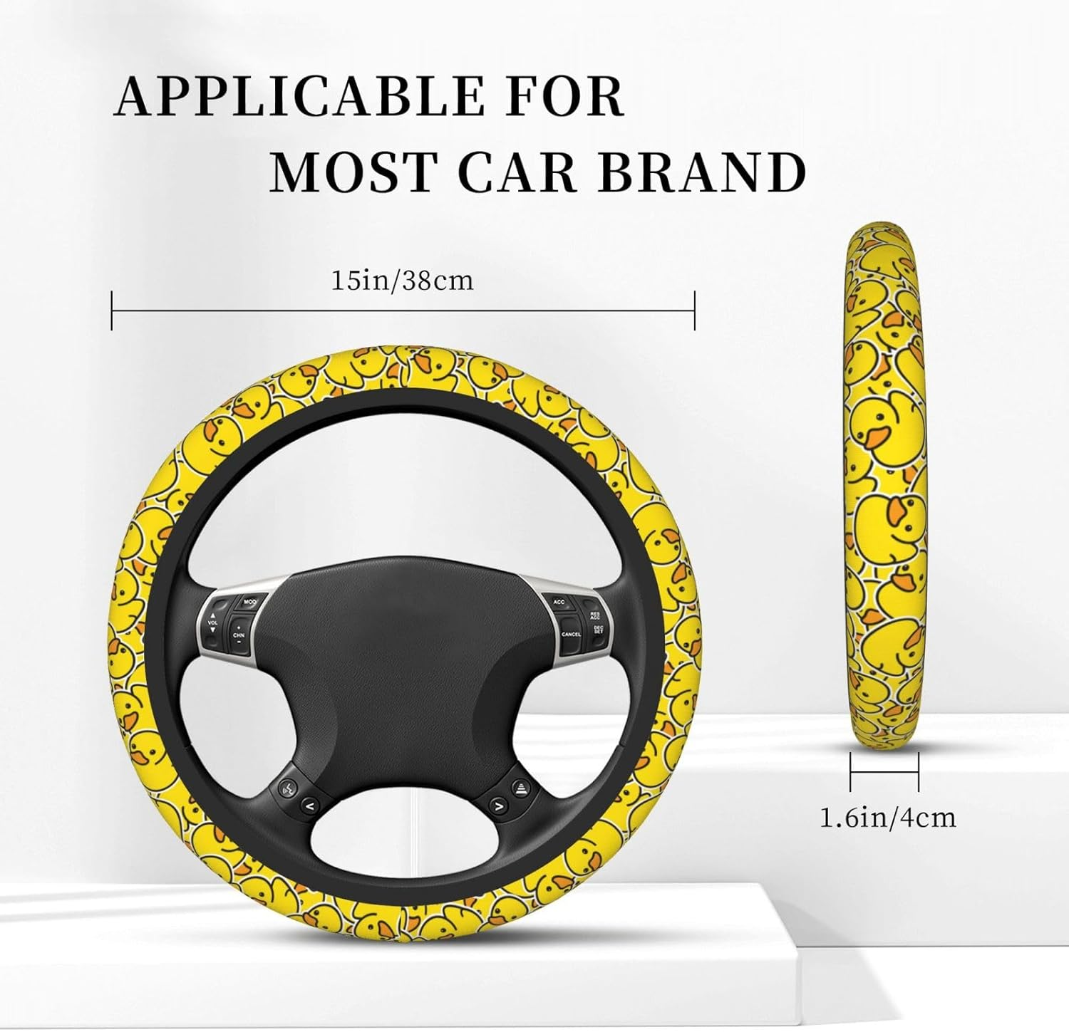Duck Cartoon Cute Yellow Steering Wheel Cover for Women Men Girls Car Accessories Decor Anti-Slip Neoprene Auto Steering Wheel Covers Protector Universal 15 Inch - 1 image number 2