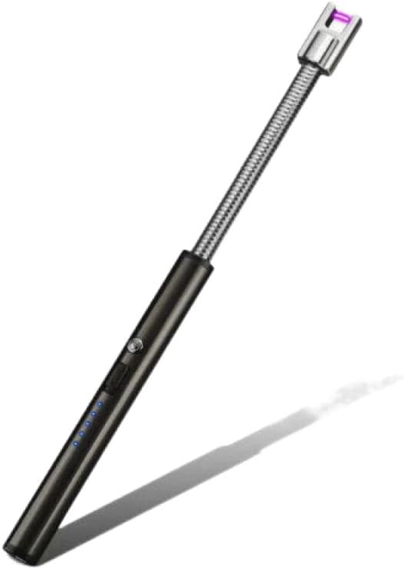 Rechargeable Electric Flameless USB Lighter: Versatile BBQ, Cooking, Kitchen, Candle Lighter with Windproof Design, 360&deg; Rotatable Flexible Neck - Black, Silver, Red Options Available