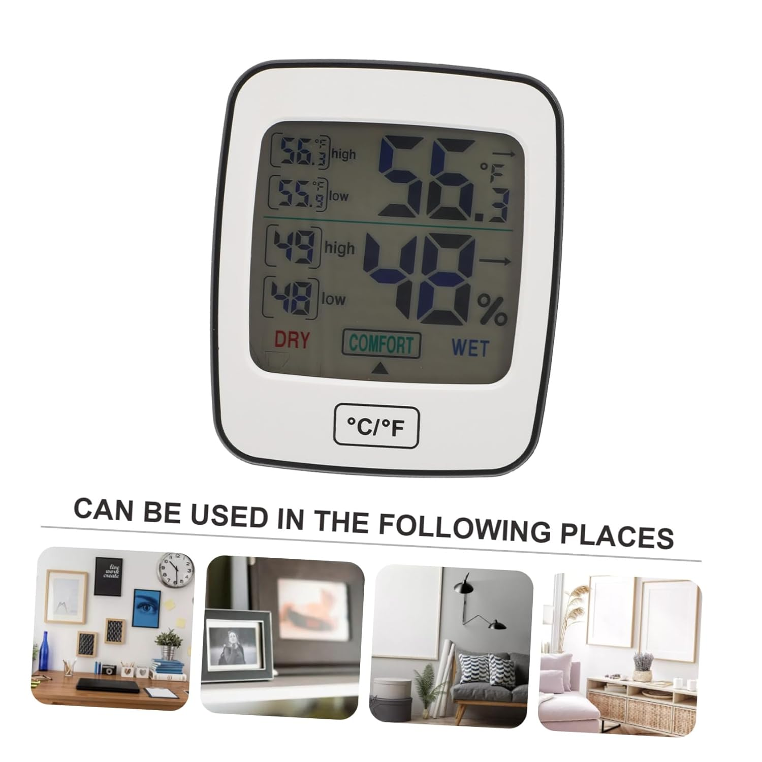 Alasum Digital Temperature and Humidity Monitor with Large Screen Display Indoor Thermohygrometer for Office Multi-Function Hygrometer Thermometer Showing and Calendar Compact Desktop image number 6