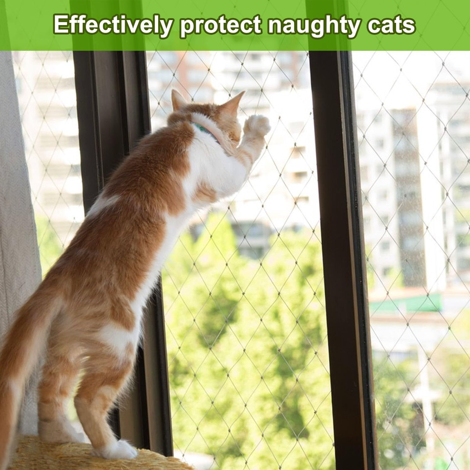 Lovesmile Cat Protection Net, Balcony Net, 5 X 5 M Balcony Net for Cats, Cat Net Balcony No Drilling, Bird Protection Net Tight Mesh, Bird Nets Bird Protection Net for Garden Fences, Fences, Orchards image number 1