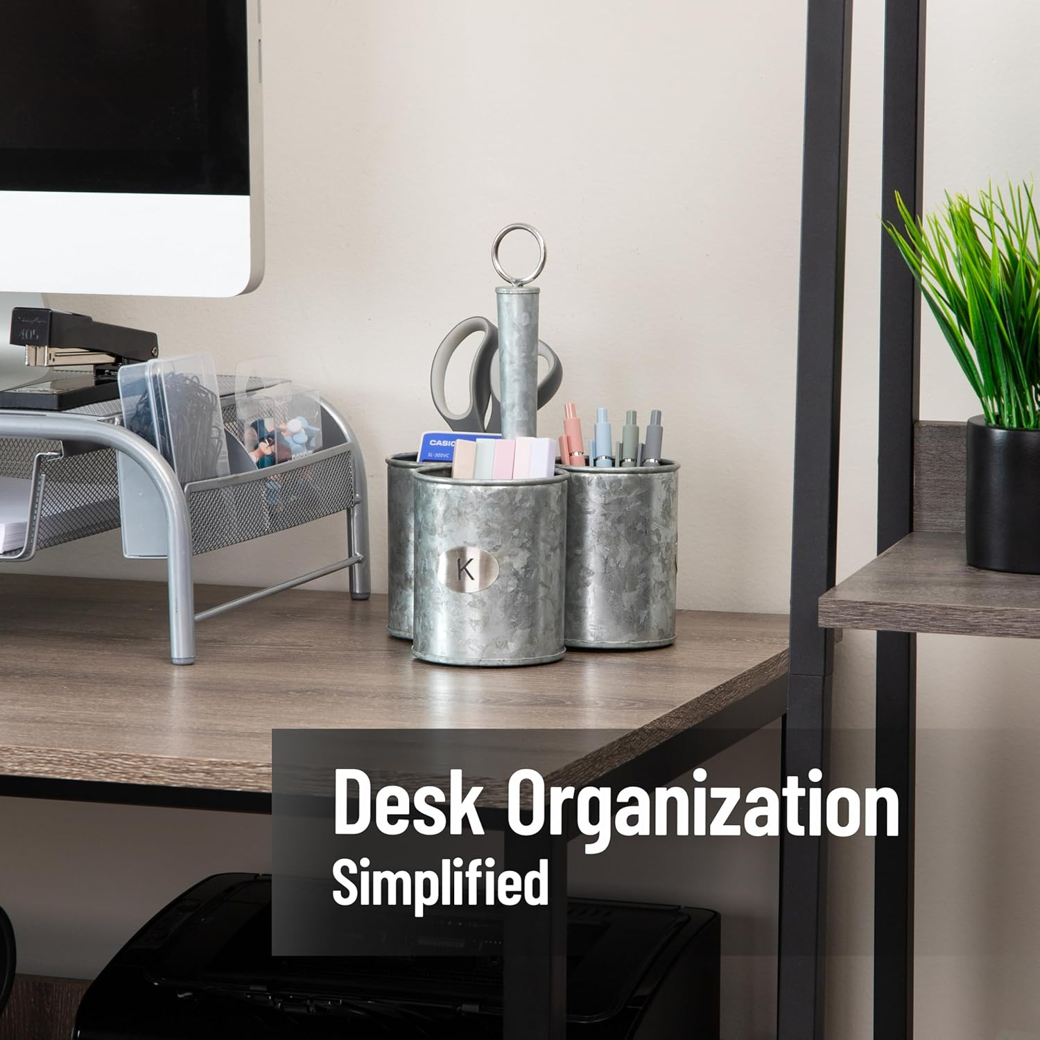 Mind Reader Utensil Holder, Silverware Organizer, Caddy, Cutlery Holder, Galvanized Metal, 7" L X 7" W X 10.25" H, Silver image number 6