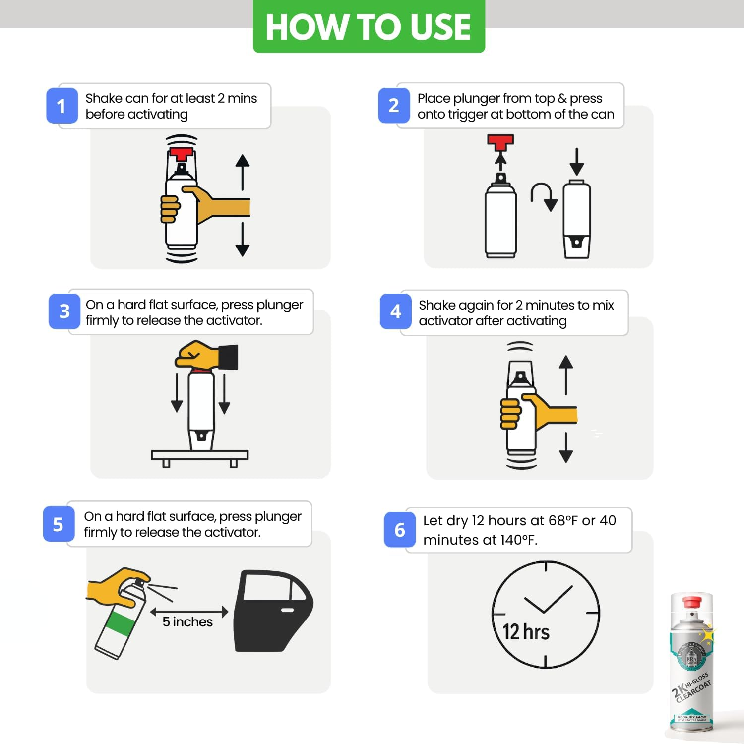 ERA Paints 2K High-Gloss Clear Coat Aerosol | Catalyst-Activated, UV & Chemical Resistant, Long-Lasting Gloss | 11.8 Oz Spray Can with Premium Fan Nozzle | Made in USA (1-Pack) image number 1