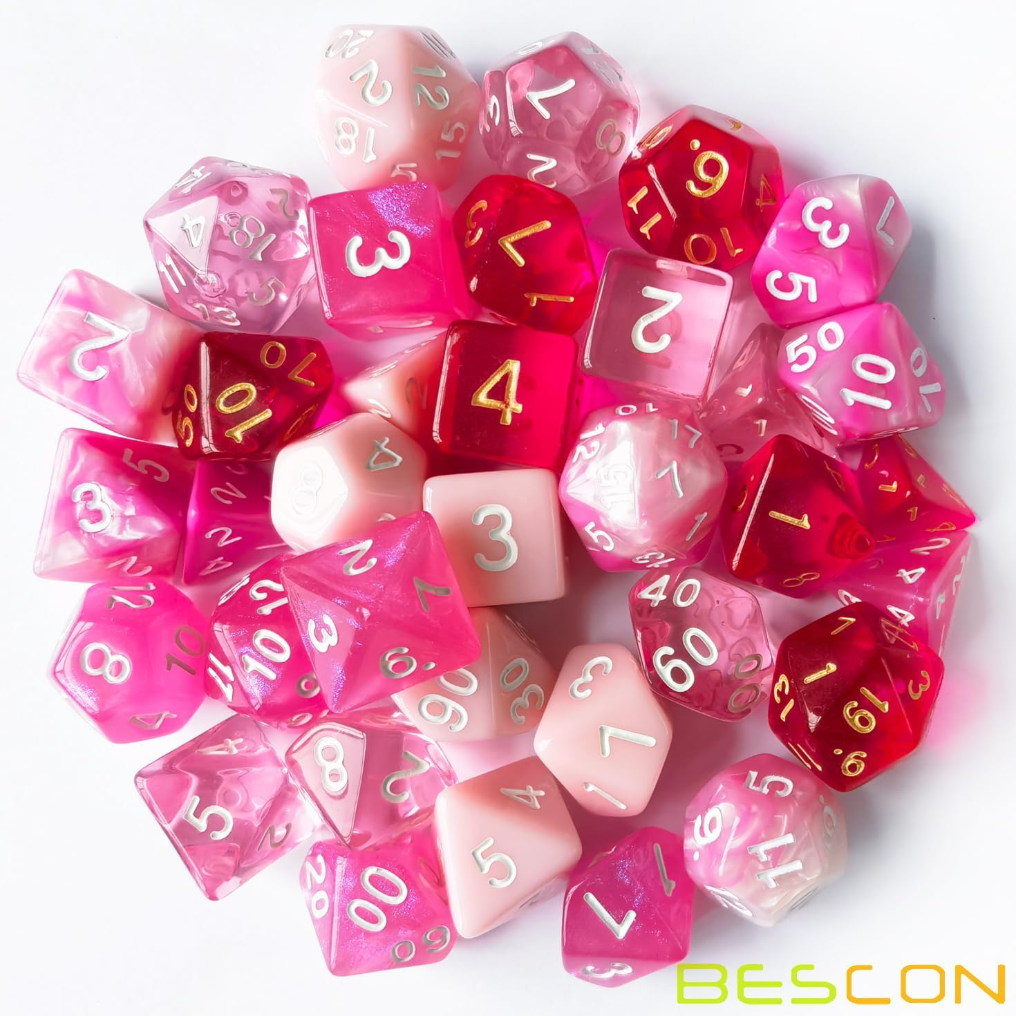Bescon Polyhedral RPG Dice Full 35Pcs Blossom Set, DND Role Playing Game Dice 5 X 7 Pieces image number 3