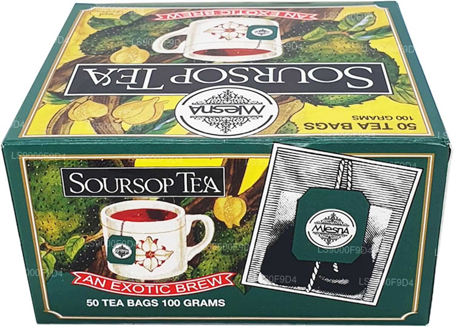 Mlesna Pure Ceylon Soursop Black Tea, 50 Tea Bags, 100G Box image number 1