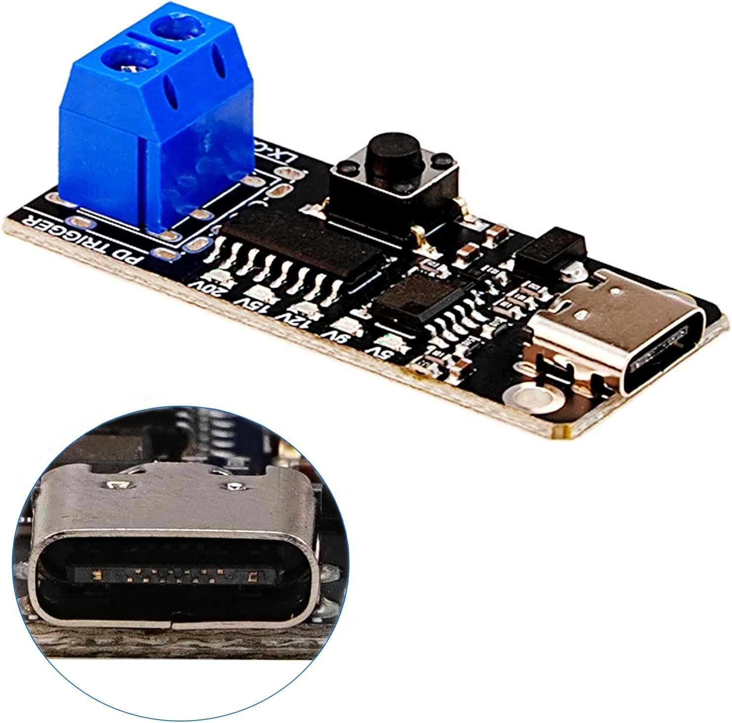 A-DIGISHUO 2PCS 100W 5A USB-C PD QC DC 5V 9V 12V 15V 20V Adjustable Voltage Power Trigger Module 5A Type-C Female Input (Type-C Female to Terminal Output) image number 2