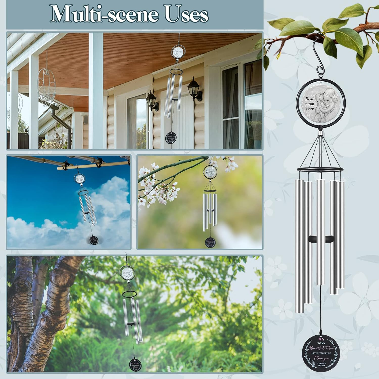 Gifts for Mom from Daughter Son Kids,Birthday Gifts for Mom, Perfect Present for Mothers of All Ages, 36&rdquo; Outdoor Wind Chimes image number 4
