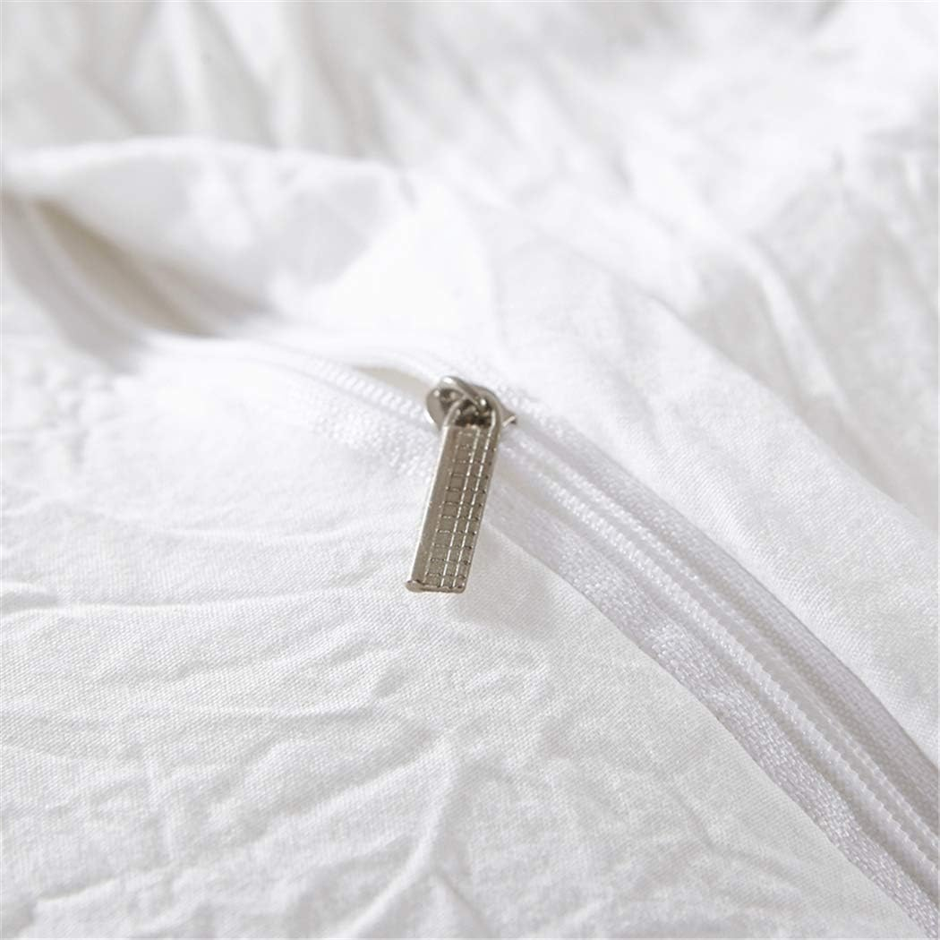 MOOWOO Ruffle Duvet Cover Set, Soft and Breathable Washed Microfiber 3Pcs Bedding Set, Shabby Chic Farmhouse Duvet Cover and Pillow Shams, Zipper Closure & Corner Ties, Easy Care -(White, Queen)