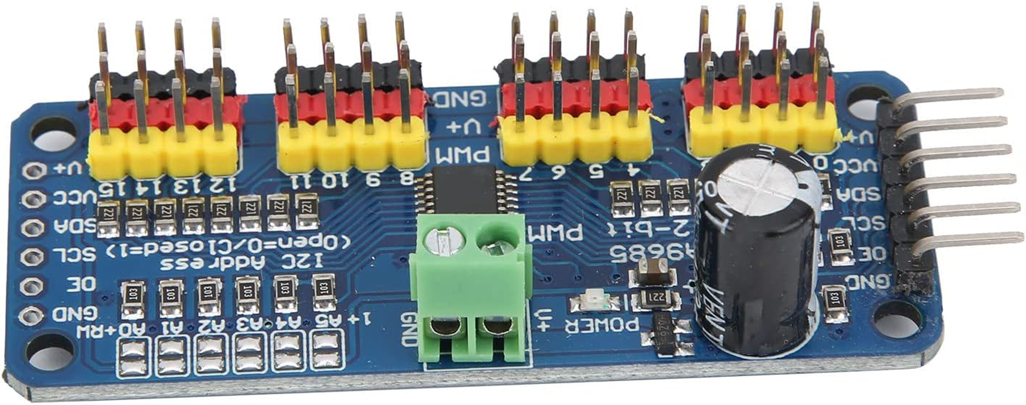 Needlid Motor Drive Module, 16 Channel PWM Servo Driver, High Resolution PCA9685 Chip, Mini ITX Motherboard Compatible image number 1