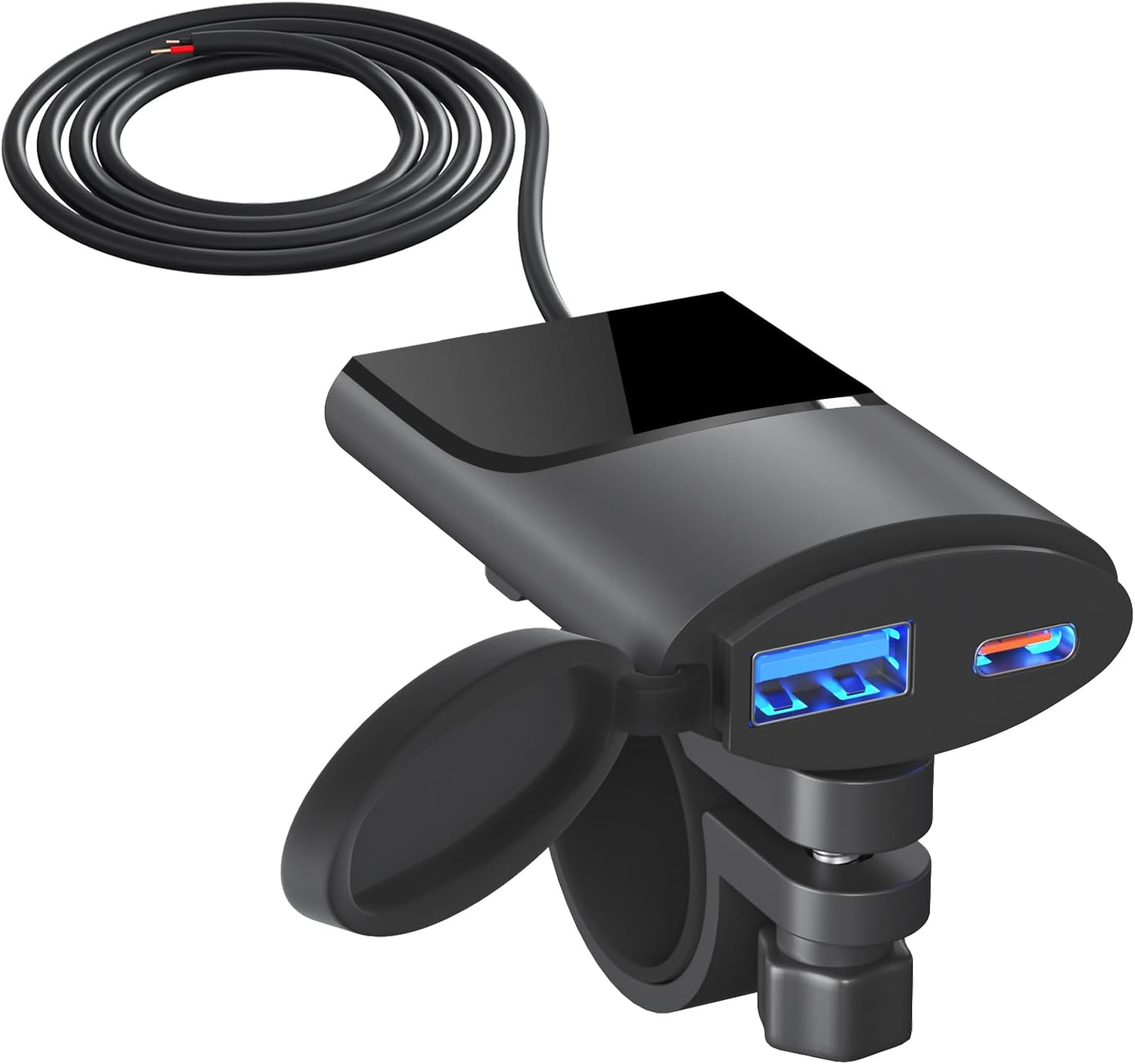 Tignapoo Motorcycle Phone Charger Dual USB A/C Quick Charge 3.0 Motorcycle USB Charger Intelligent Power Outage Waterproof Motorcycle Accessories for Phone, Tablet, GPS image number 6