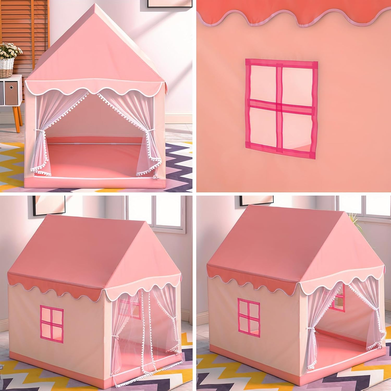 Princess Tent for Girls, Kids Play Tent with Star Lights, Large Playhouse, Pink Princess Castle, Girls & Boys Toy Gifts image number 3