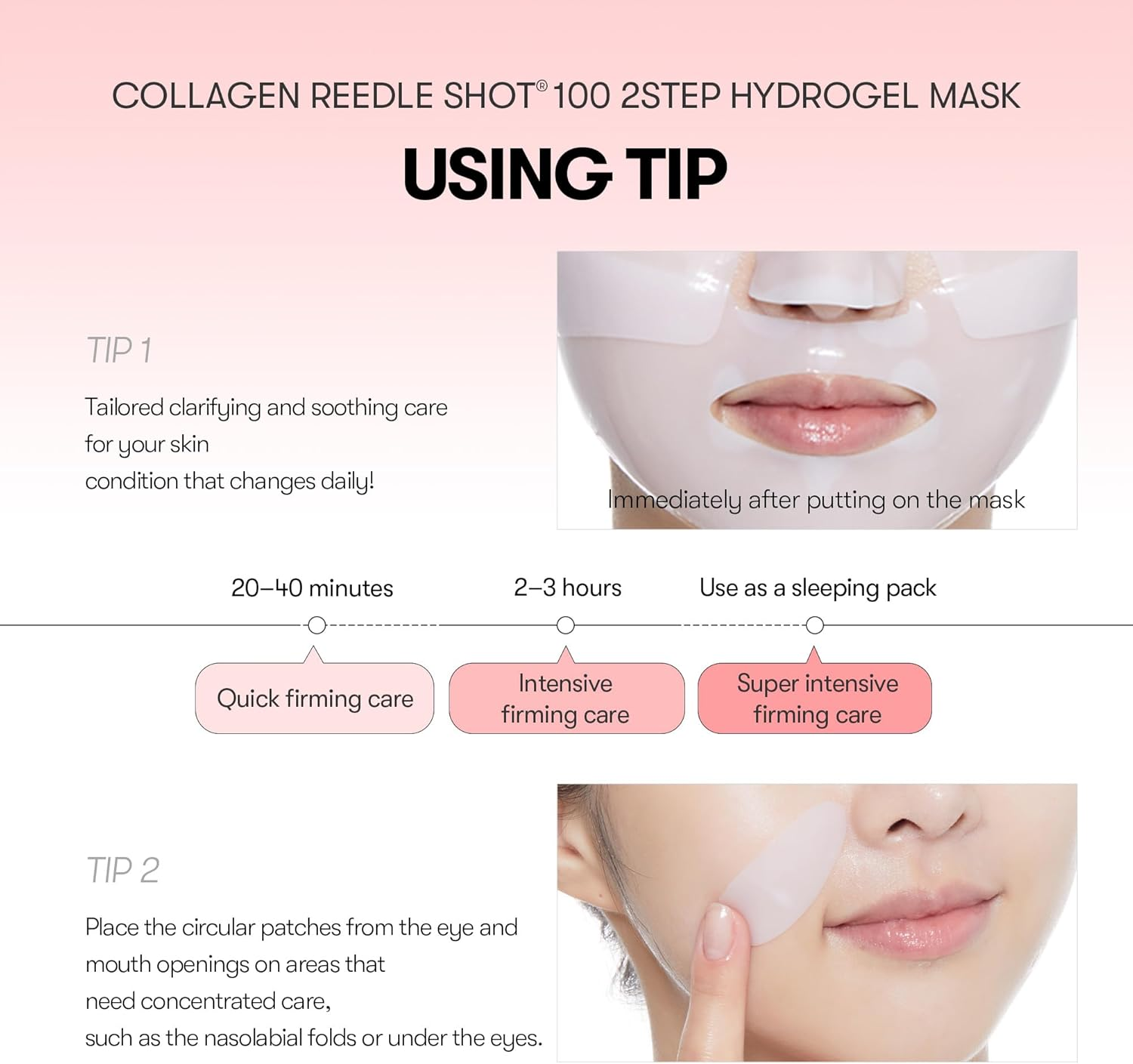 VT COSMETICS Collagen Reedle Shot 100 2-Step Hydrogel Mask(34.5Gx4Ea), Intensive Firming, Exosome 500Da Collagen Face Mask, Skin Elasticity & Fine Lines, Overnight Melting Mask, Korean Facial Mask image number 4