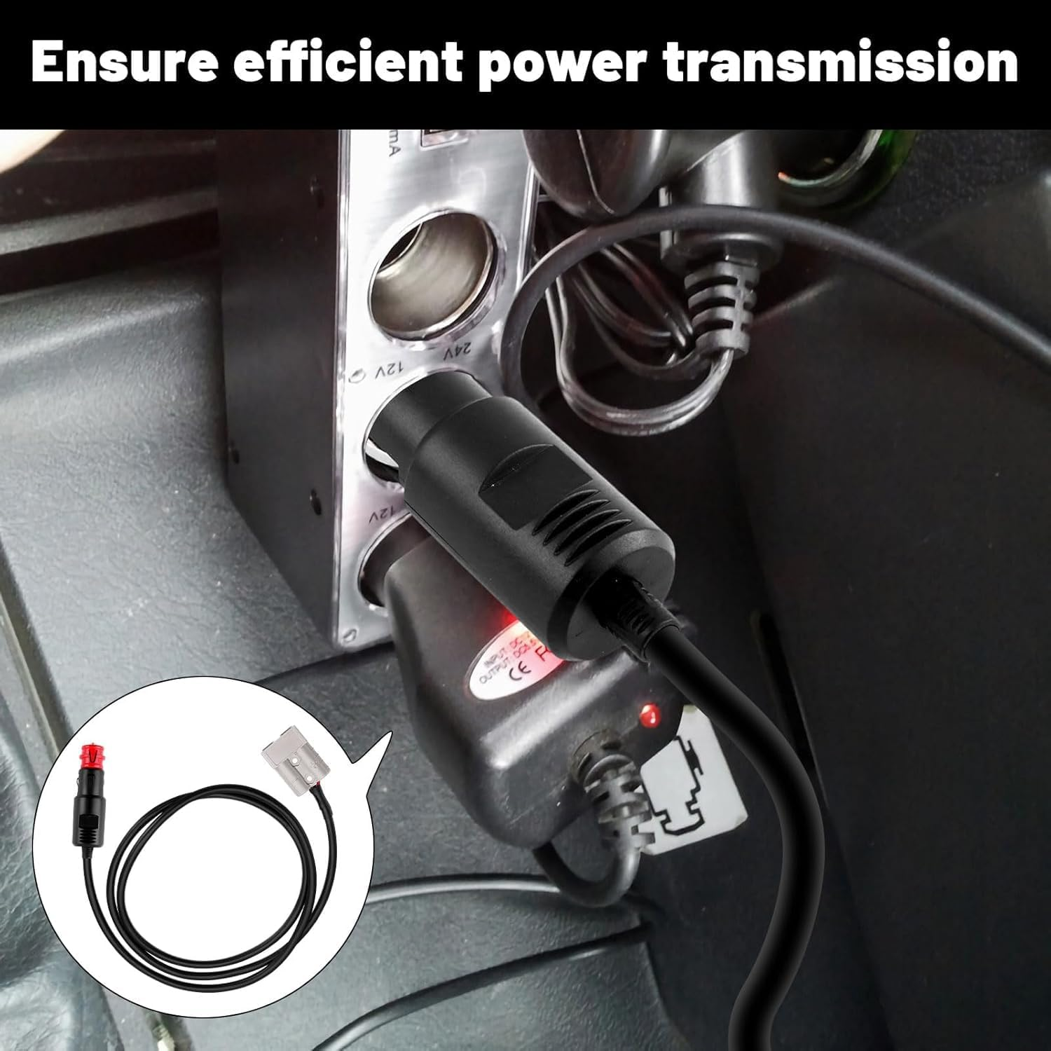Suytvenxau Anderson Plug Extension Cable, 1 Pcs Cigarette Lighter Adapter, 12V Anderson Plug Connector Lead &ndash; Style Connector to EU Male Plug, 16AWG Cable for Caravan Accessories (2M) image number 3