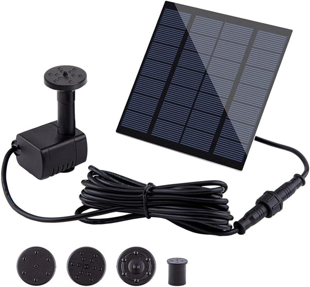 1.8W Solar Powered Water Feature Pump Garden Pool Pond Fish Aquarium Fountain& Filter with 4 Nozzles, 180L/H Flow 100Cm Lift for Ponds & Garden Decor image number 4