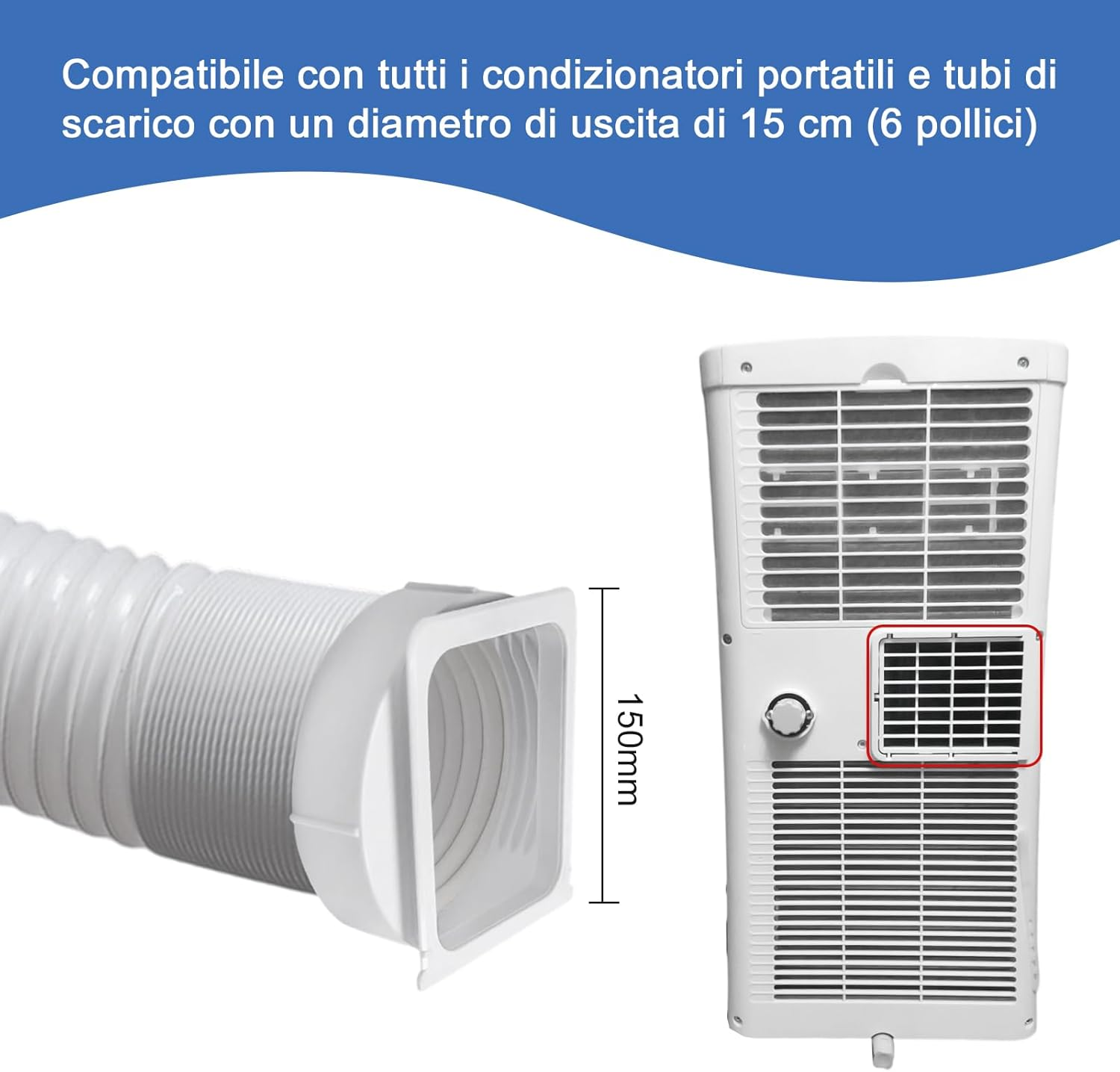 Easybymall 15Cm White ABS Plastic Portable Mobile Air Conditioner Extractor Adapter Hardware Parts image number 1