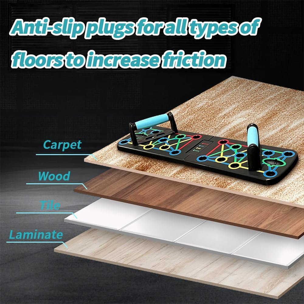 12 In-1 Push up Board, Foldable Adjustable Multi-Functional Push up Bars for Home Gym, Portable Strength Training Equipment Burn Fat Strength Training Arm Men & Women Weights image number 5