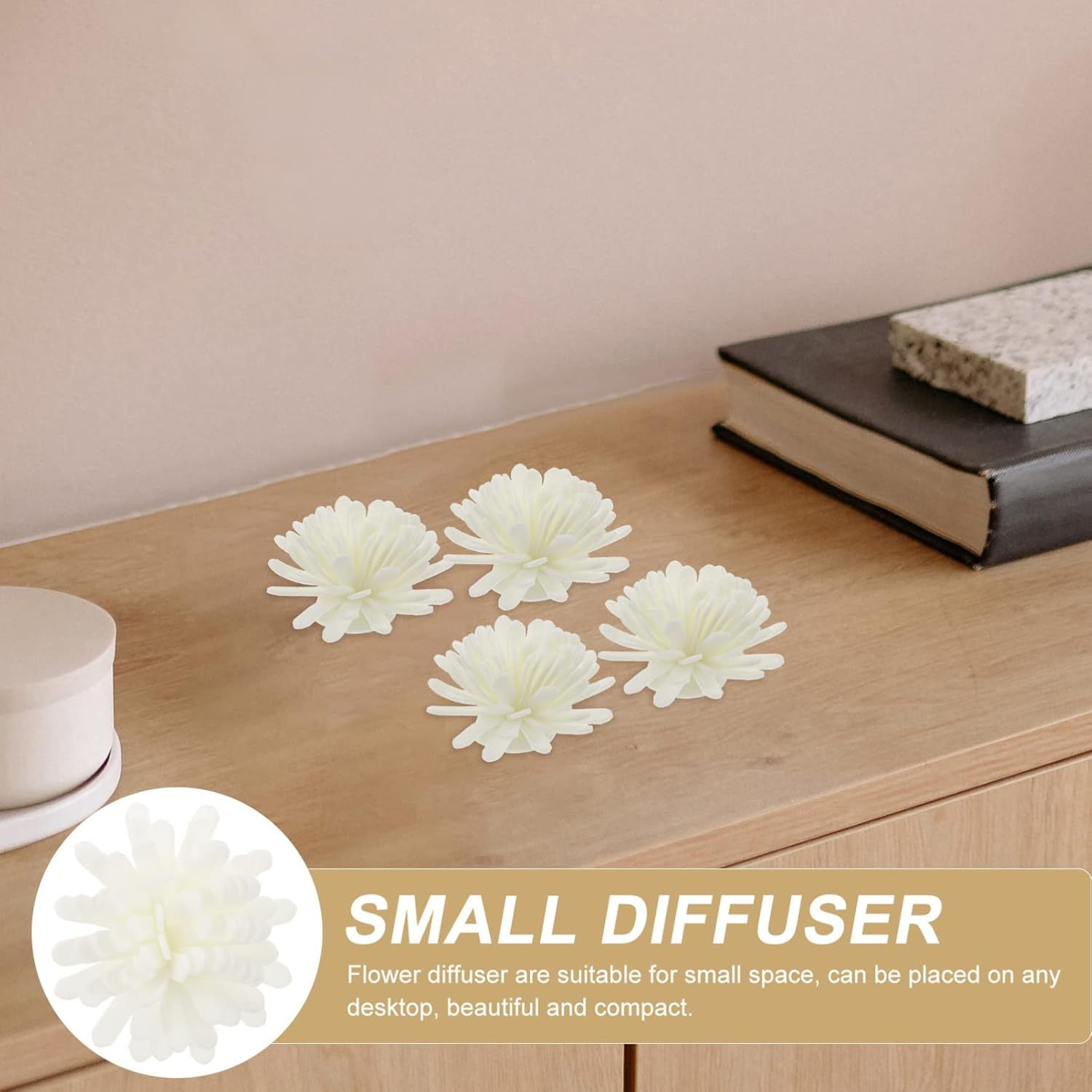 LALAFINA 100Pcs Simulated Chrysanthemum Aromatherapy Flower Essential Oil Diffuser Accessories image number 4