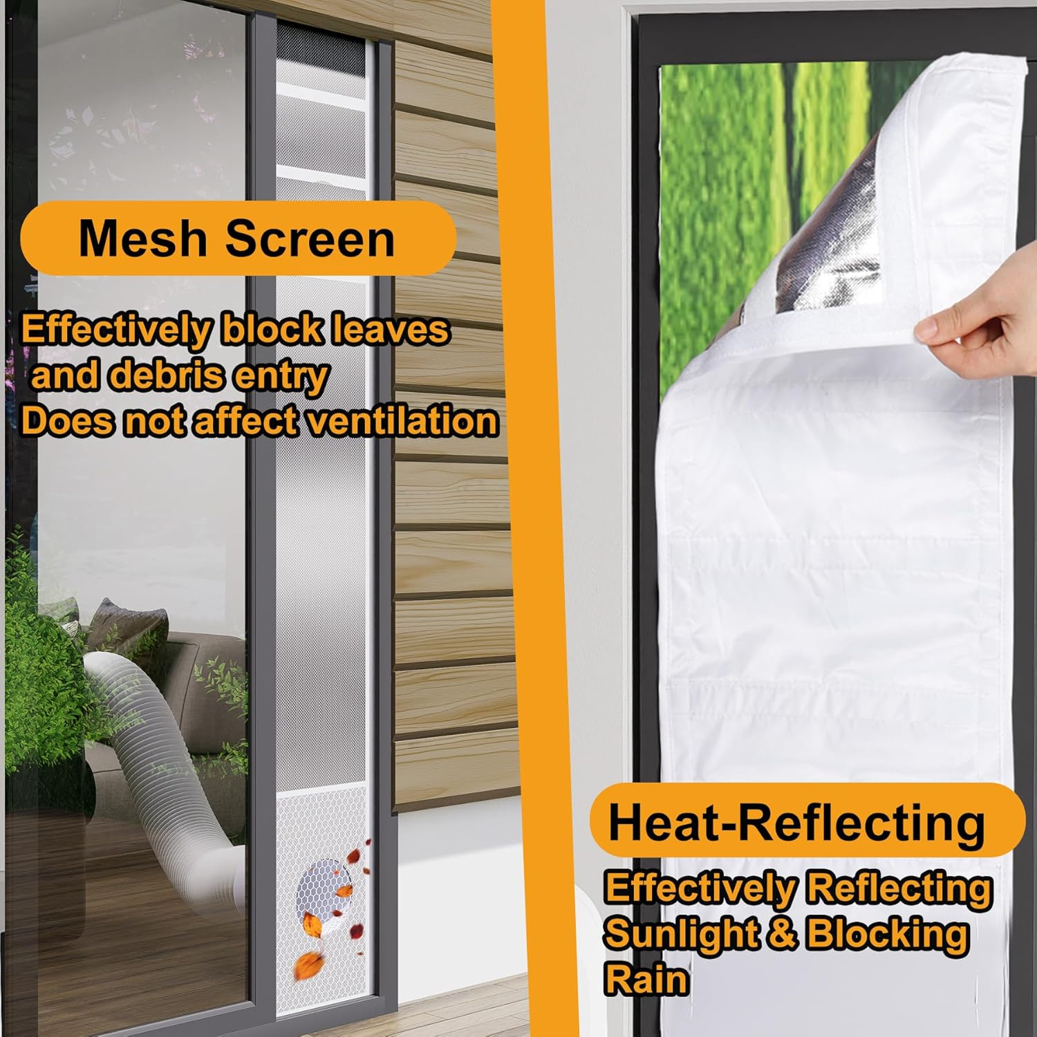 LBG Products Portable AC Sliding Door Seal Kit,Double Layer Seal Kit with Mesh Screen,10 X 76~92 Inches Heat Insulation Sliding Door Seal for Portable AC, Fit for 5" and 5.9" Exhaust Hose image number 5