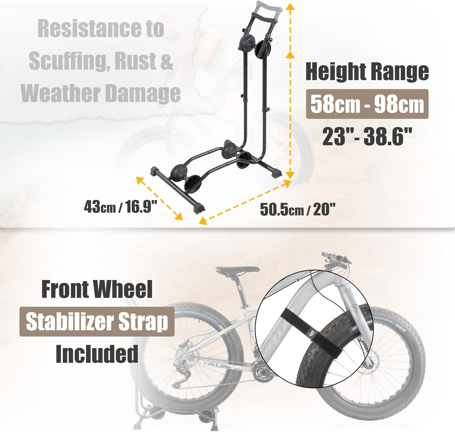 Cyclingdeal Upright Fat Tire Bike Stand - Vertical & Horizontal Bicycle Stand Bicycle Storage - Premium Vertical Bike Rack Garage - Bicycle Rack Bike Storage Stand - Wheel Size up to 29" image number 4