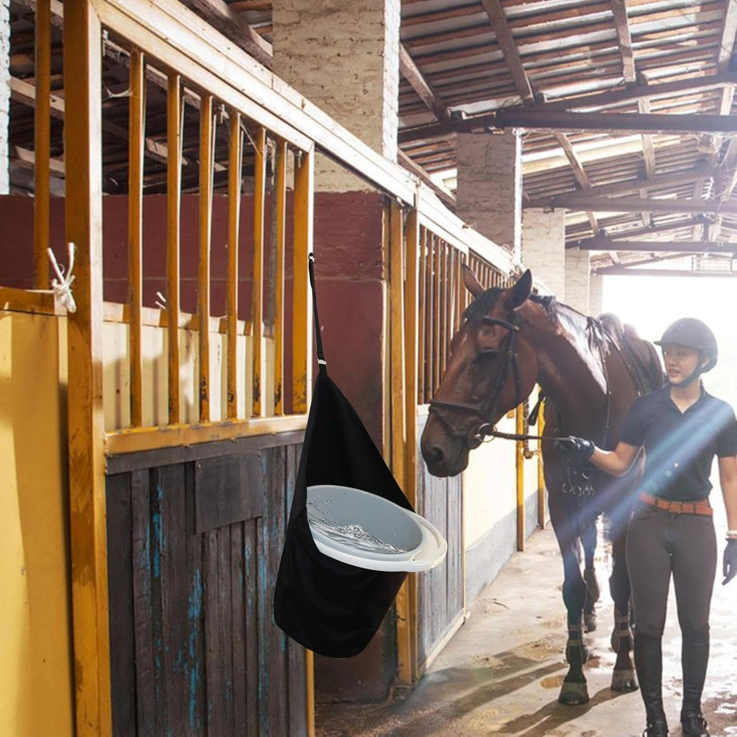 Horse Feed Trailer Hanging Bucket Bag, 1Pc Horse Feed Bag Hanging Bucket Holder, Horse Trailer Food Bag Bucket Holder Fits 5 Gallon Bucket image number 2