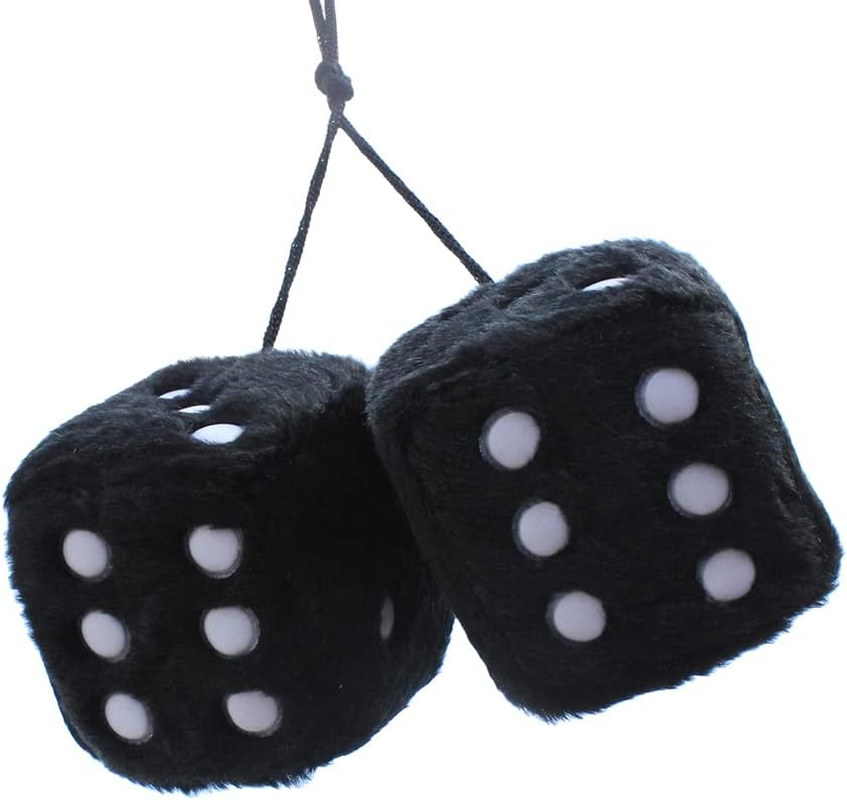 Dice Car Decorations | Square Car Pendant Plush Dice | Dice Car Decorations Car Dice Soft Fuzzy Decorative Vehicle Pendant Dice with White Dots - Pair Fuzzy Dice Retro Square Pochy