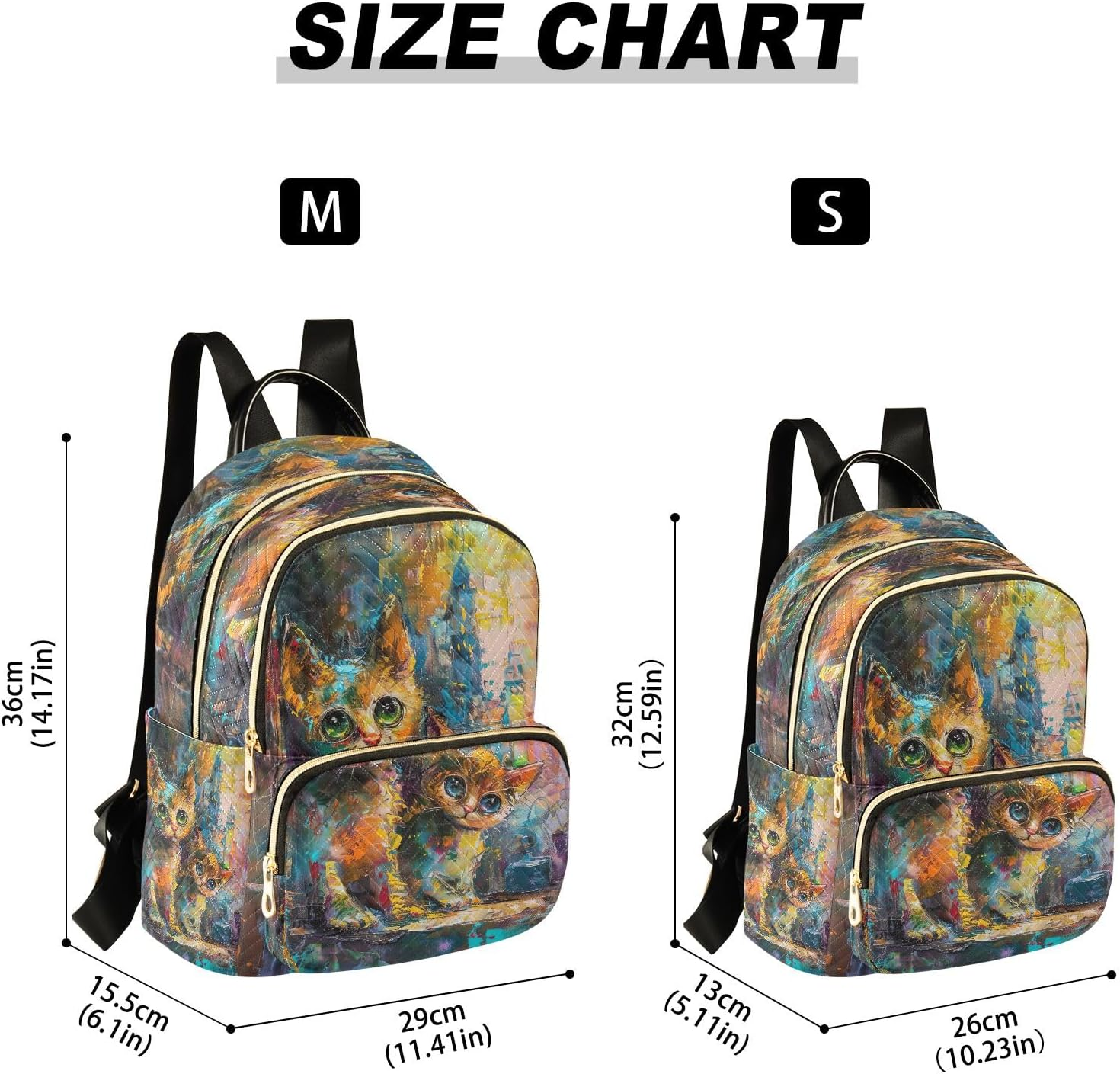 Joisal Stained Glass Style Cat Mini Backpack Women anti Theft Computer Backpack for Women, Travel Backpack Women