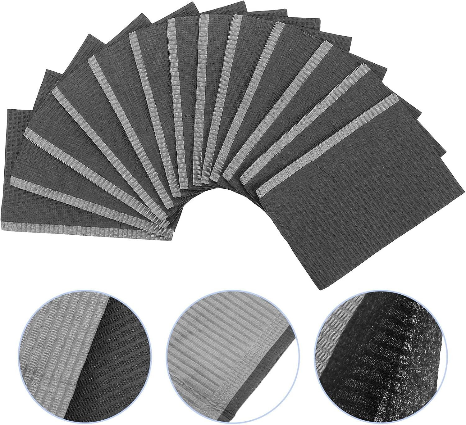 HOODANCOS 125Pcs Waterproof Disposable Strapless Dental Bibs Black, Wear-Resistant Oral Bibs for Dental Clinics, Tattoo Salons, and Beauty Treatments image number 3