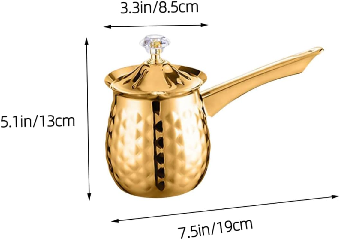 Traditional Turkish Cezve Maker & Mocha Cup - Stove Top, Milk Warmer, Induction Pot, Arabic & Greek Coffee Maker, Butter Melter, 400Ml Vintage Metal Tea Pot image number 2